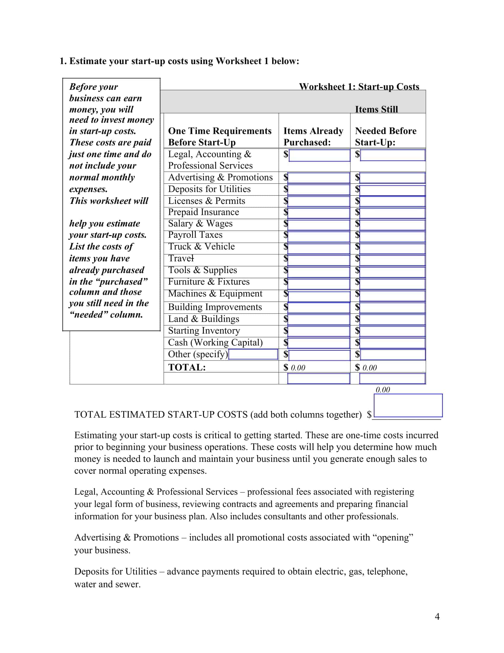 Startup Budget PDF Template Startup Budget PDF Template