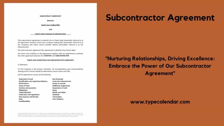 Free Printable Subcontractor Agreement Templates [PDF, Word]