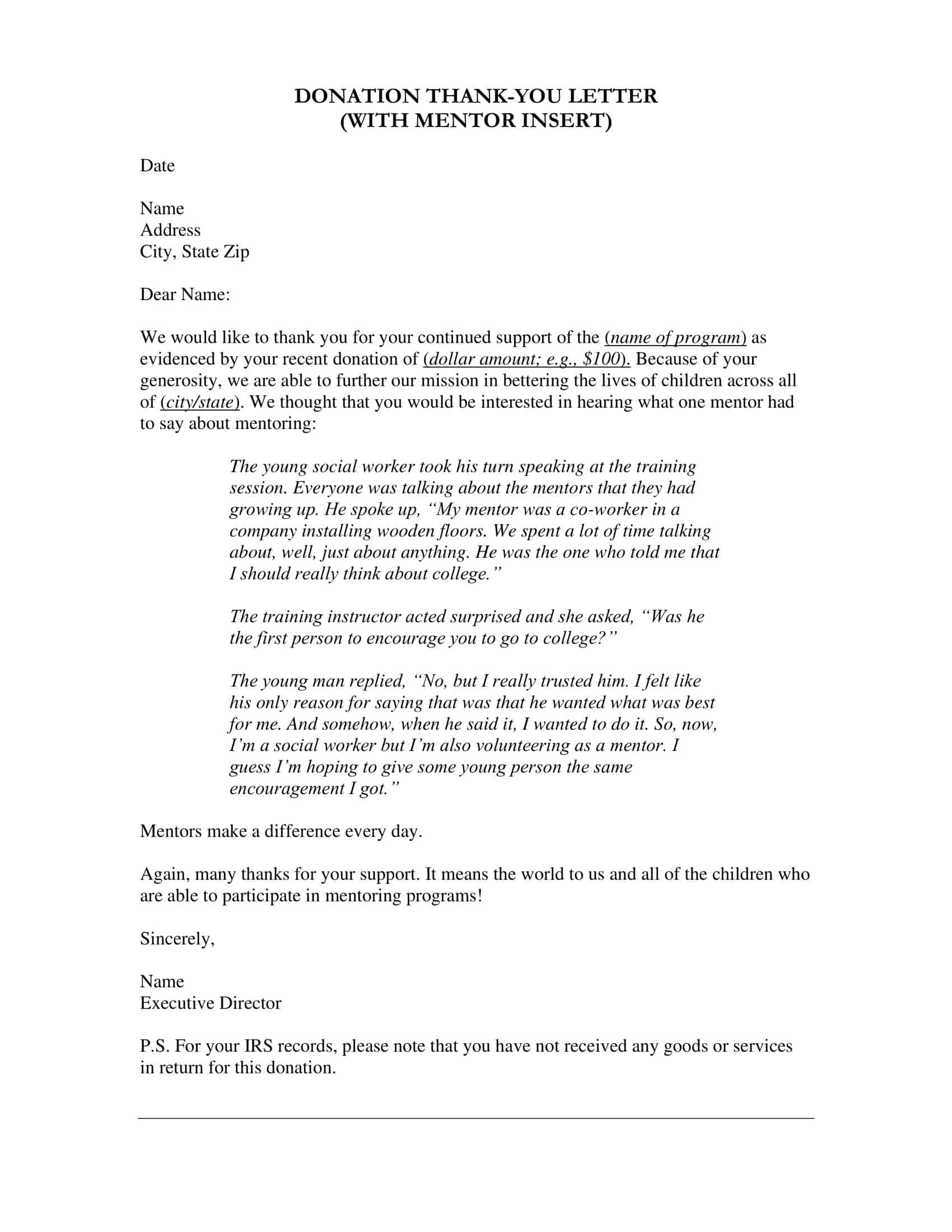 Thank You Letter Examples Word Thank You Letter Examples Word