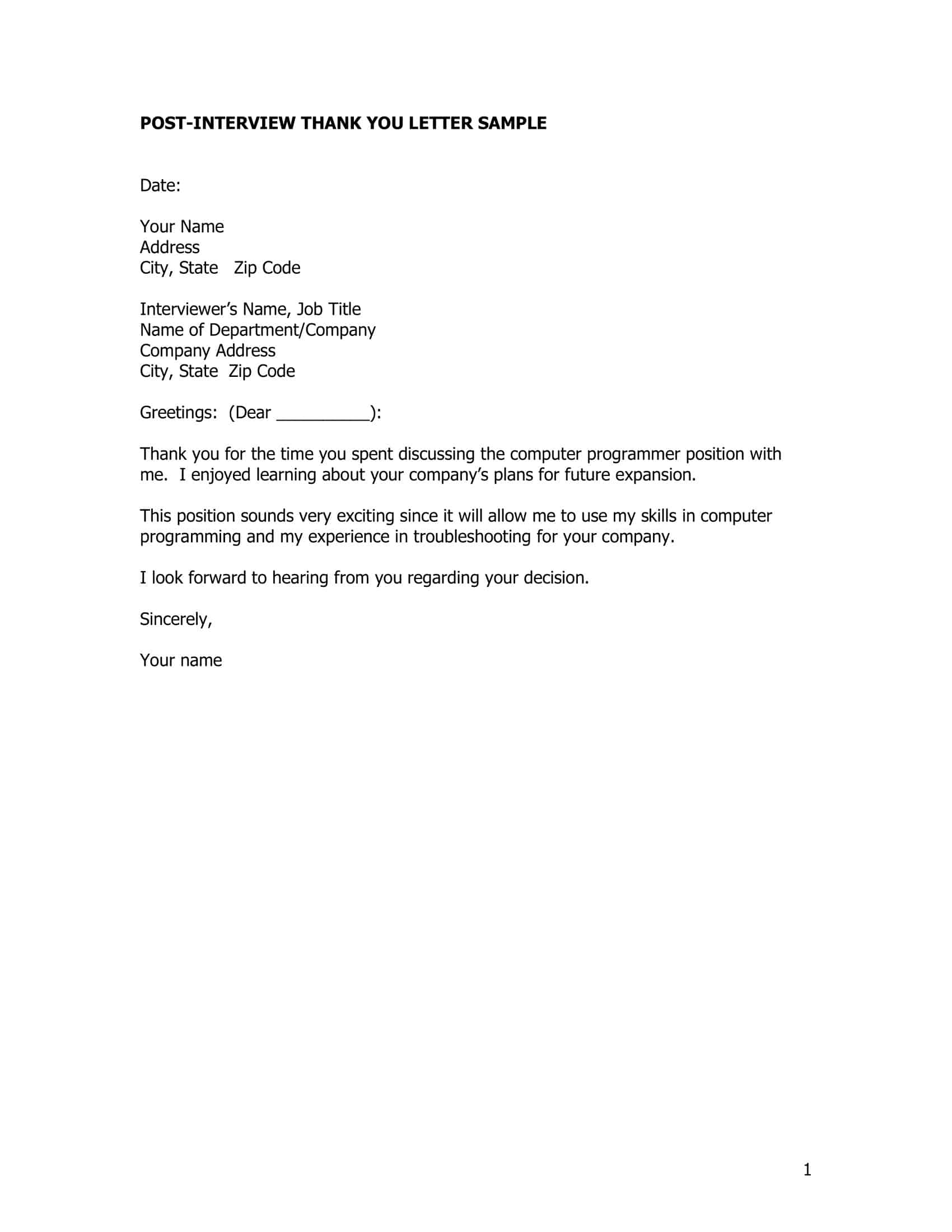 Thank You Letter Template Examples Thank You Letter Template Examples