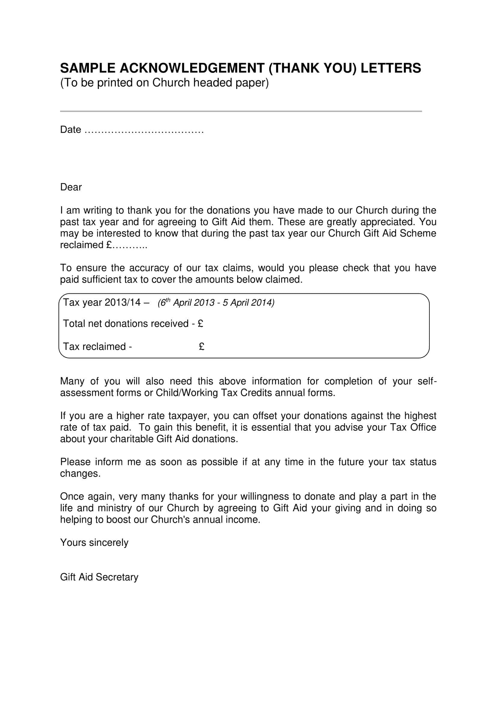 Thank You Letter Template PDF Thank You Letter Template PDF