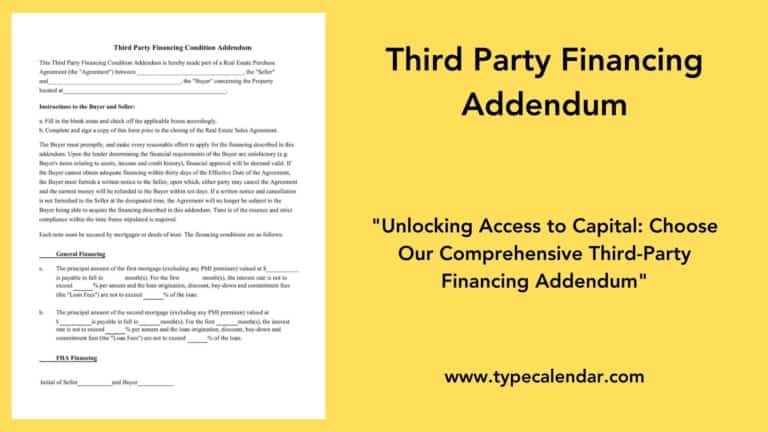 Free Printable Third-Party Financing Addendum Templates [PDF] Examples