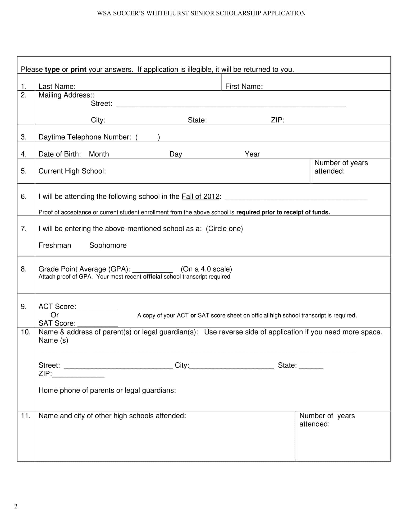 Universal Scholarship Application Formats Universal Scholarship Application Formats