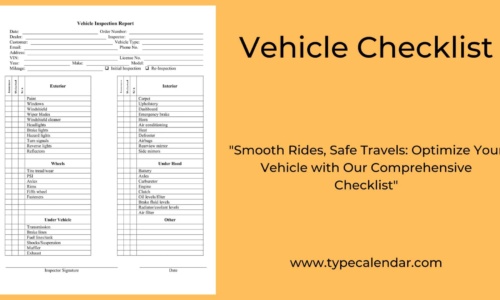 Free Printable Vehicle Checklist [Inspection & Maintenance] Word, PDF, Excel
