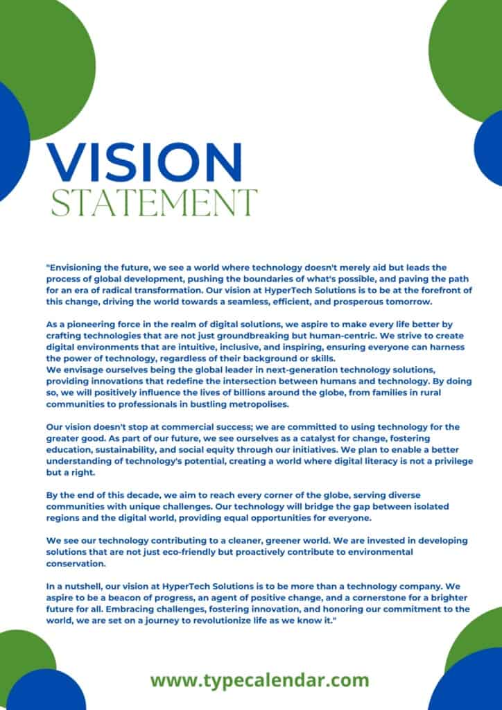 Free Printable Vision Statement Templates [Word, PDF] Examples