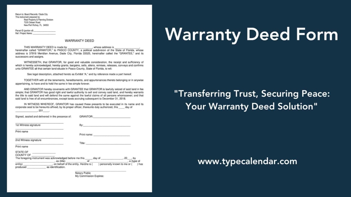 Free Printable Warranty Deed Form Templates [PDF, Word]