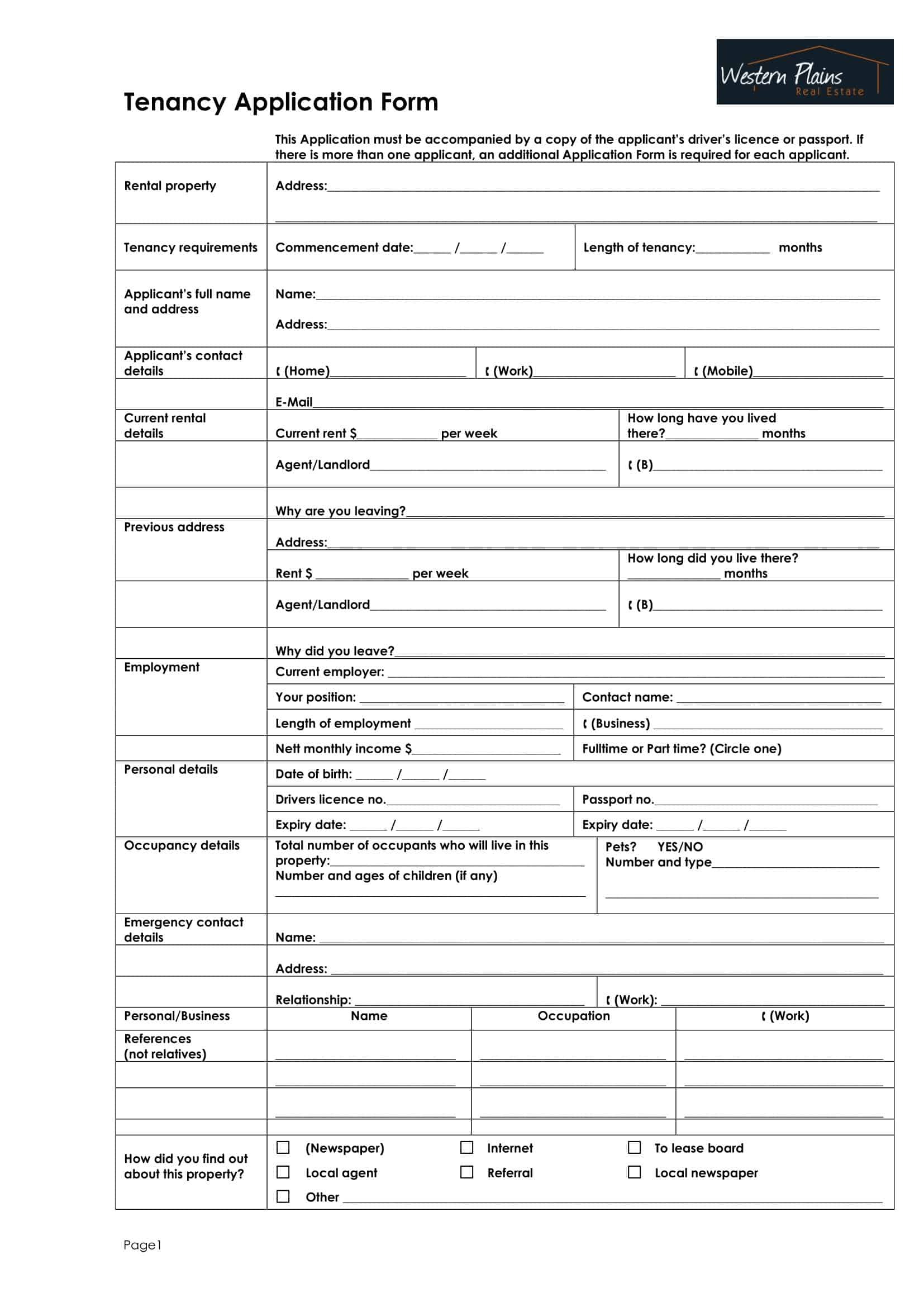 Rental Application Word Rental Application Word