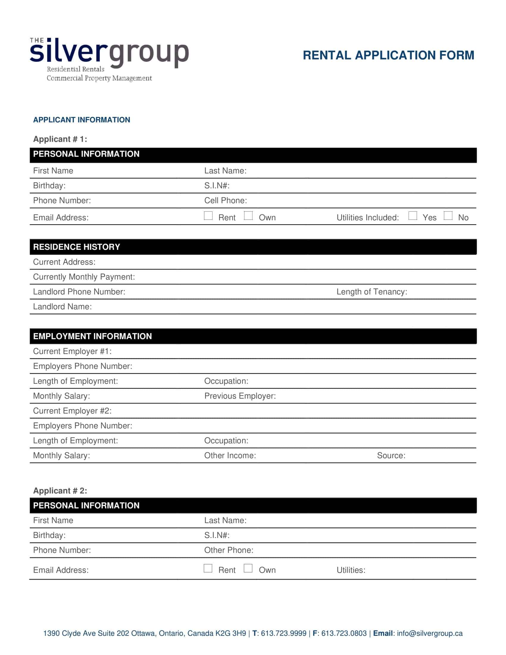 Word Template Rental Application Form Word Template Rental Application Form
