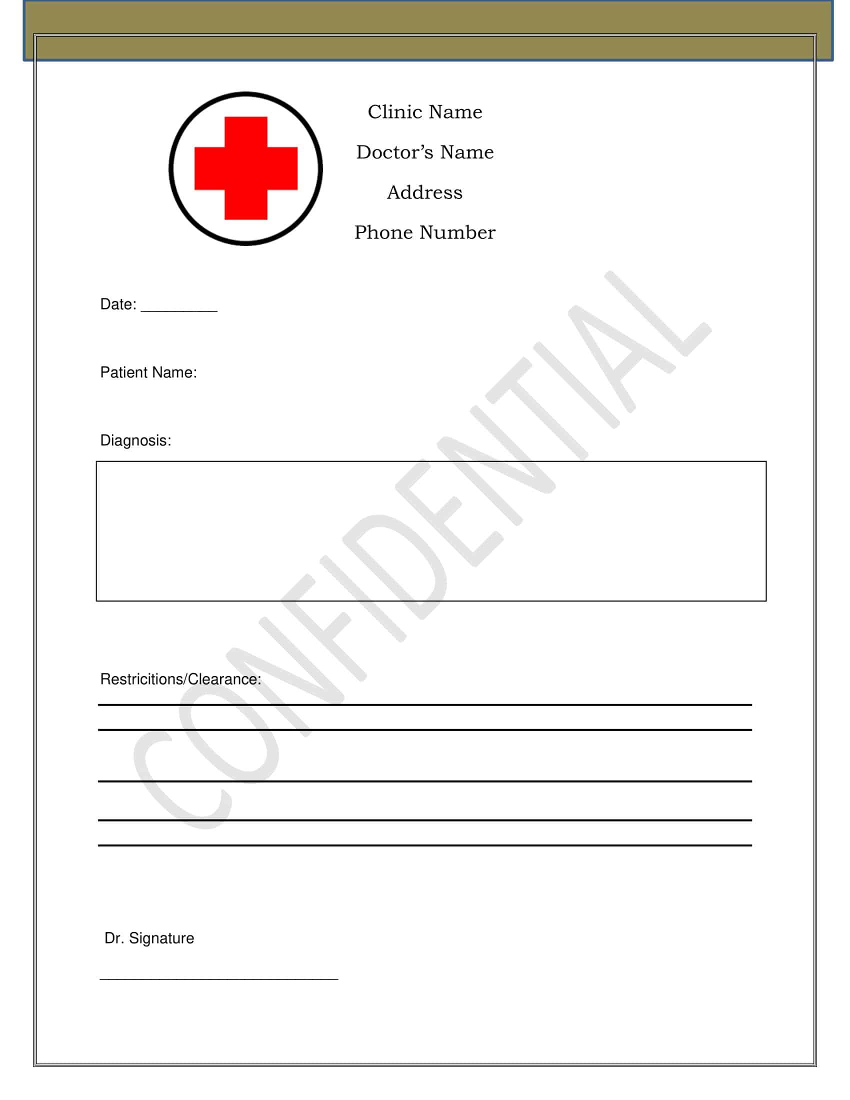 Word Template for Doctor Note Word Template for Doctor Note