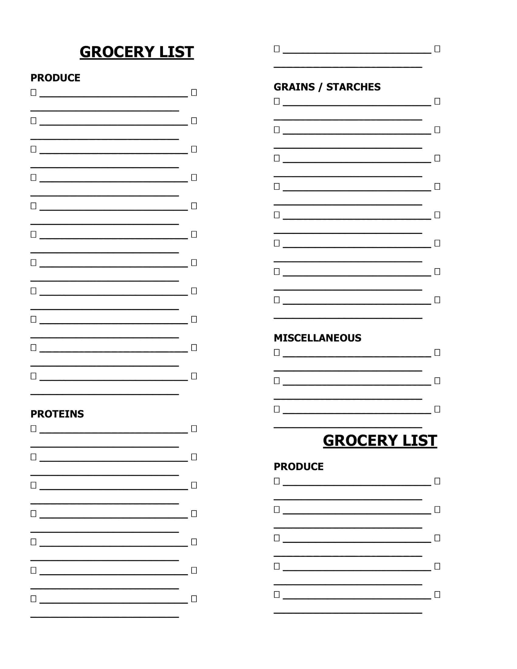 Word document Master Grocery List download Word document Master Grocery List download