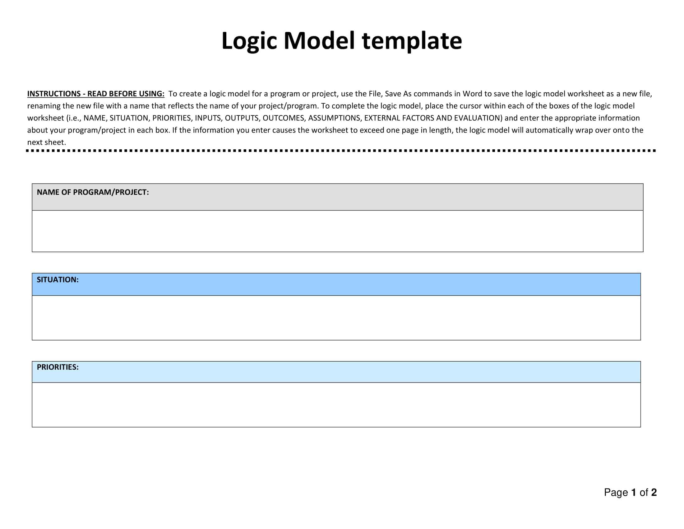 Word editable logic model sample Word editable logic model sample