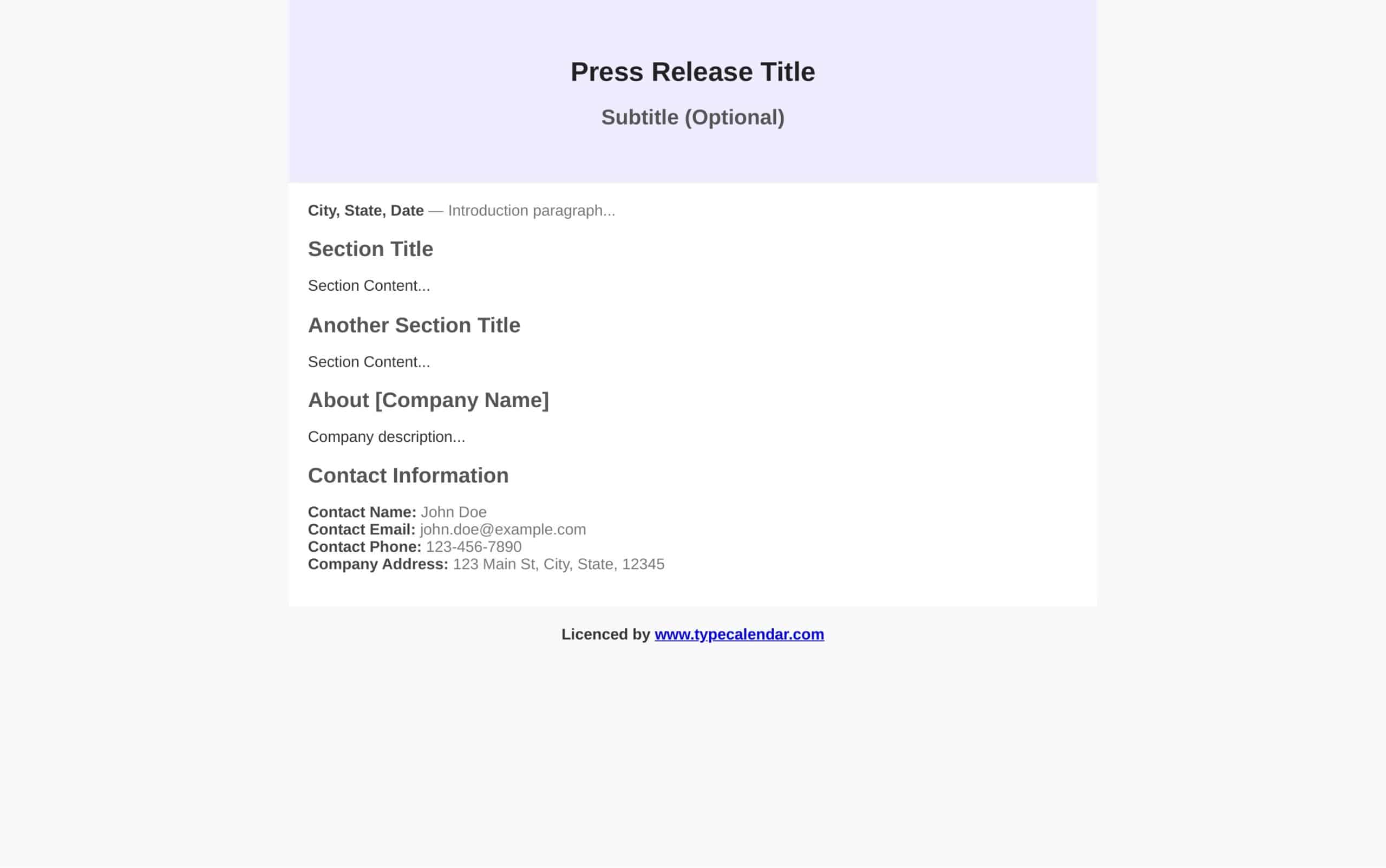 Word press release format template Word press release format template