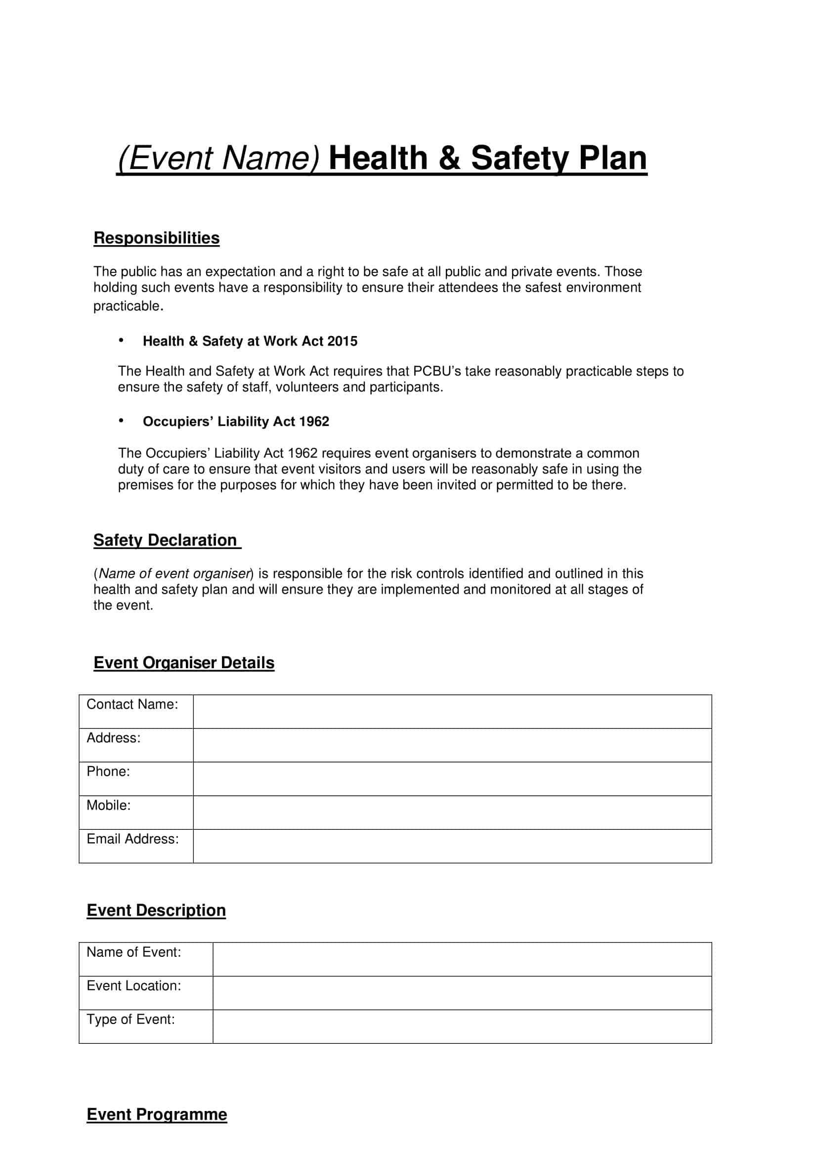 Word safety plan template Word safety plan template