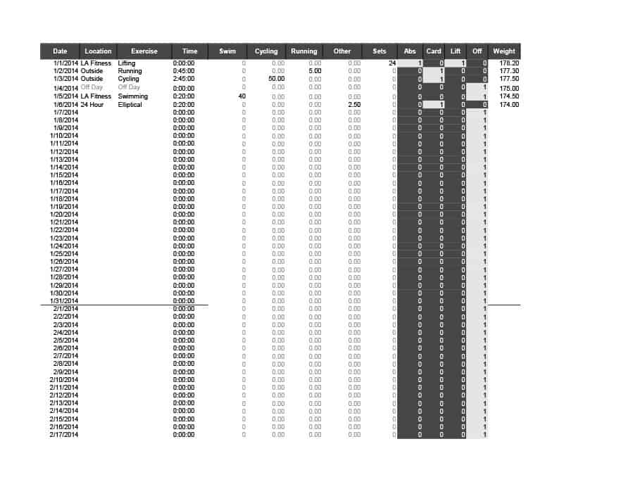 Workout Log Template Word Workout Log Template Word