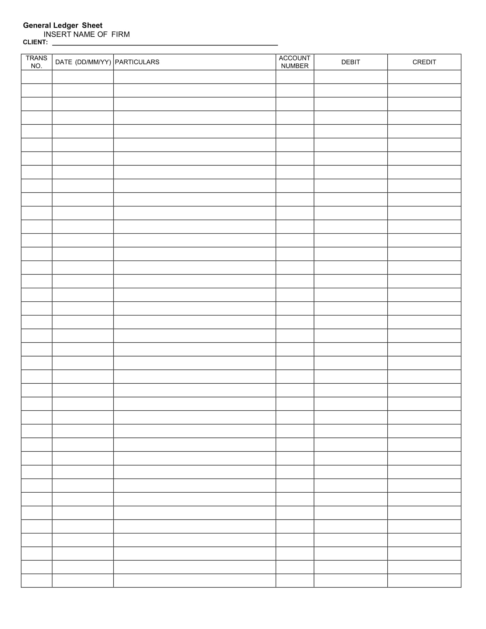 Blank Ledger Account Blank Ledger Account