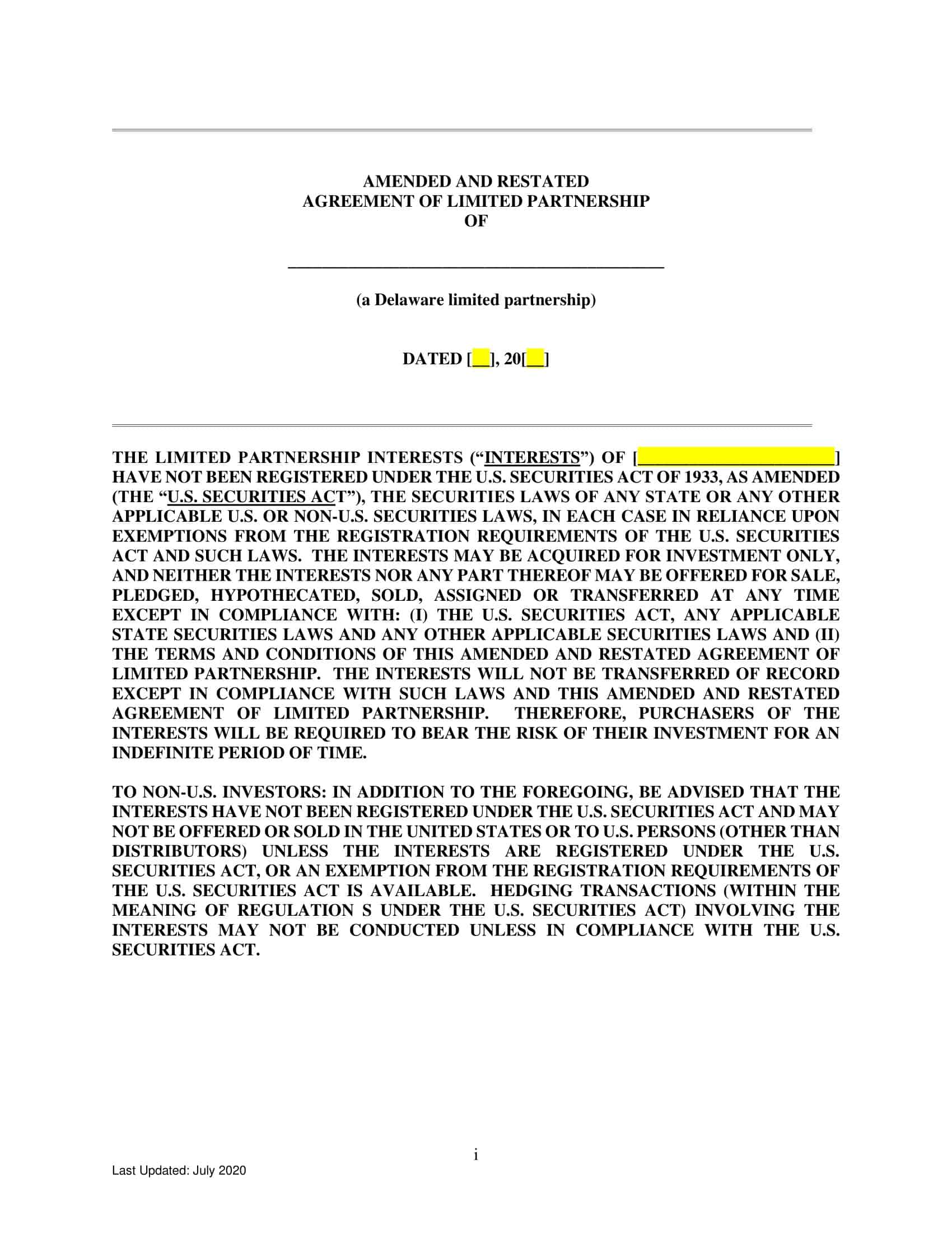 amended and restated limited partnership agreement amended and restated limited partnership agreement