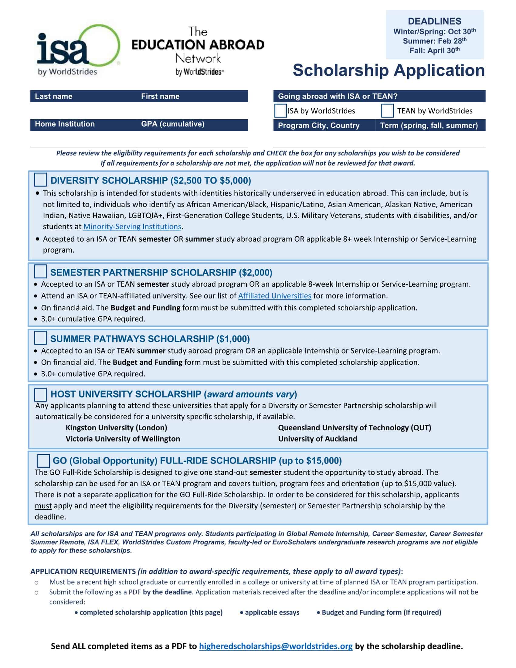 Free Printable Scholarship Application Templates Pdf Word Free Printable Scholarship Application Templates Pdf Word