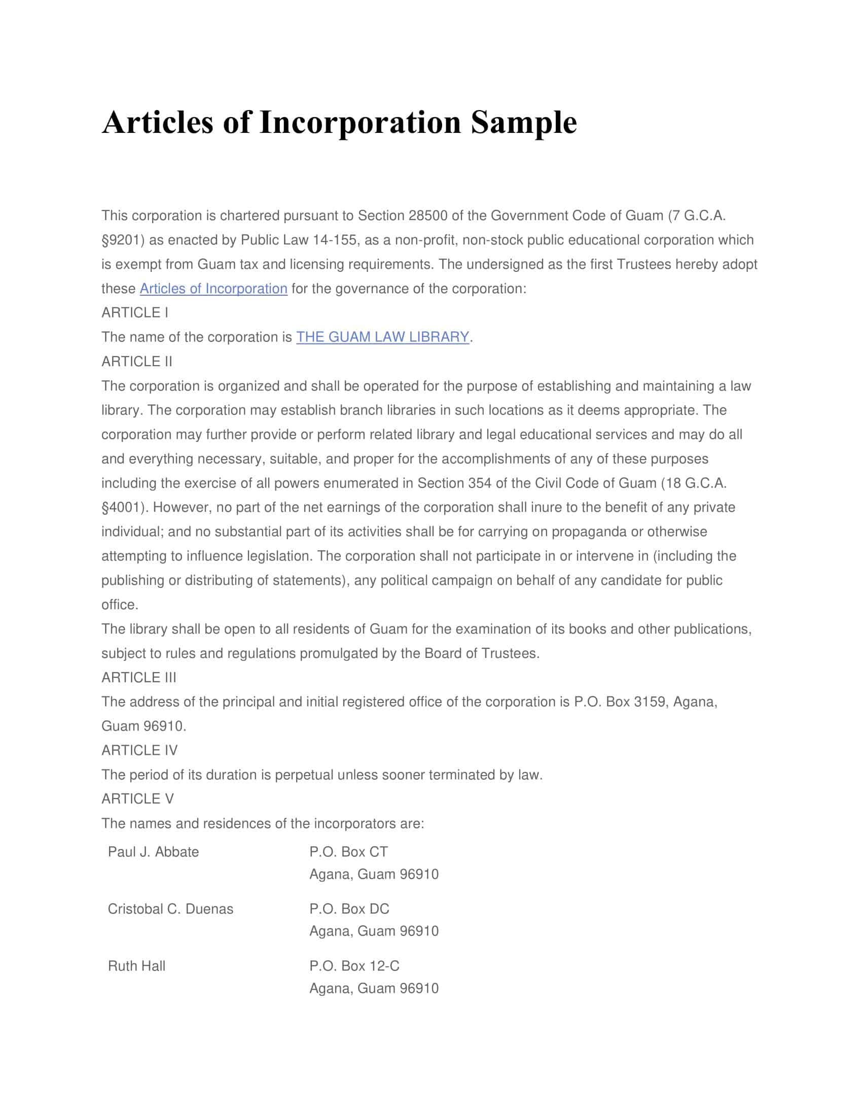 articles of incorporation definition articles of incorporation definition