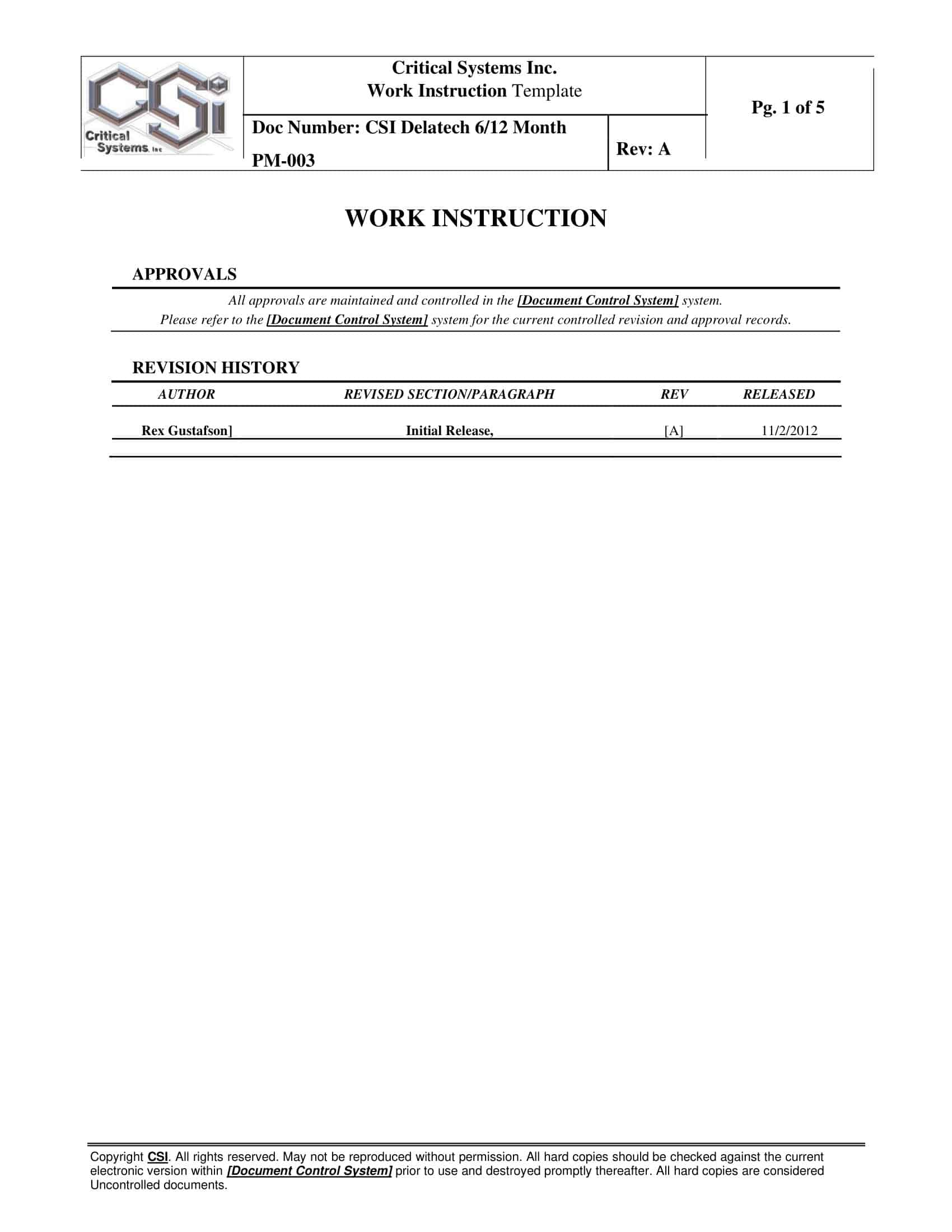 Free Printable Work Instruction Templates [PDF, Word, Excel]
