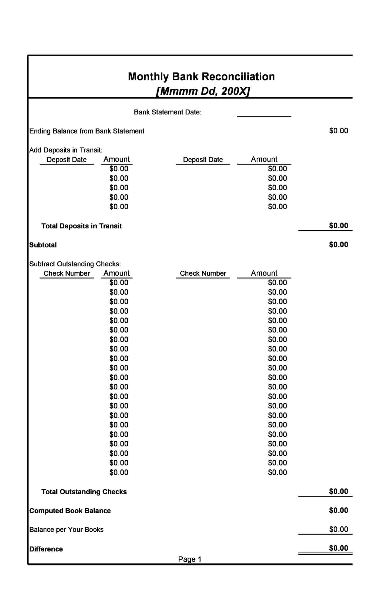 bank reconciliation excel template bank reconciliation excel template