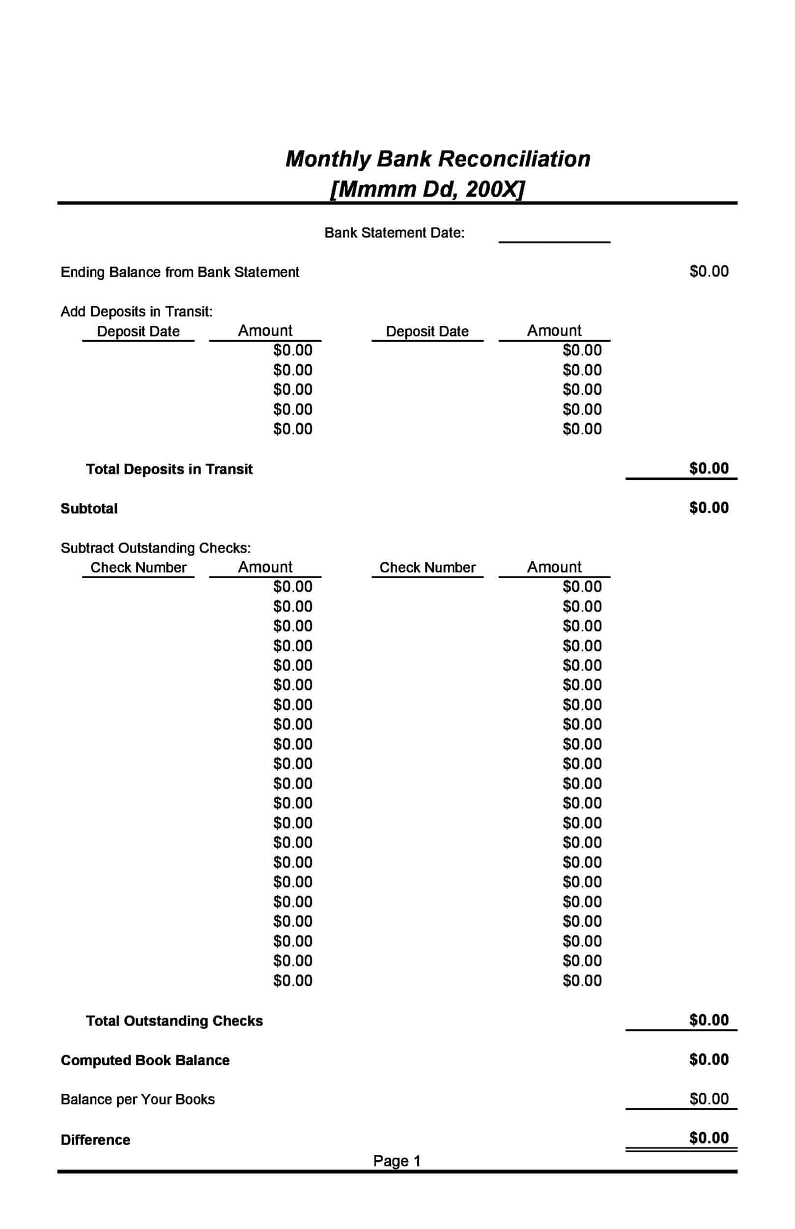 bank reconciliation spreadsheet template bank reconciliation spreadsheet template