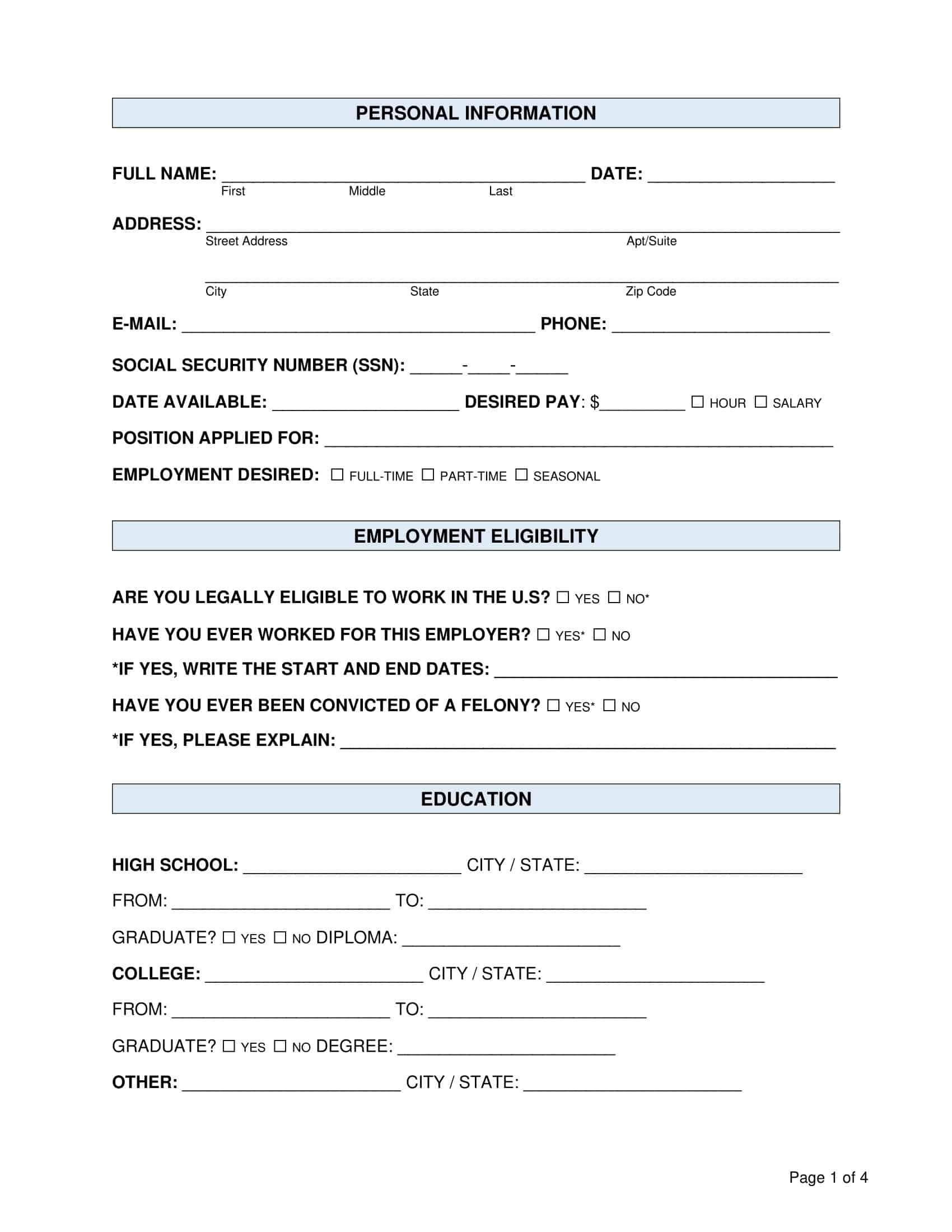 Free Printable Personal Information Form Templates [PDF, Word] Basic