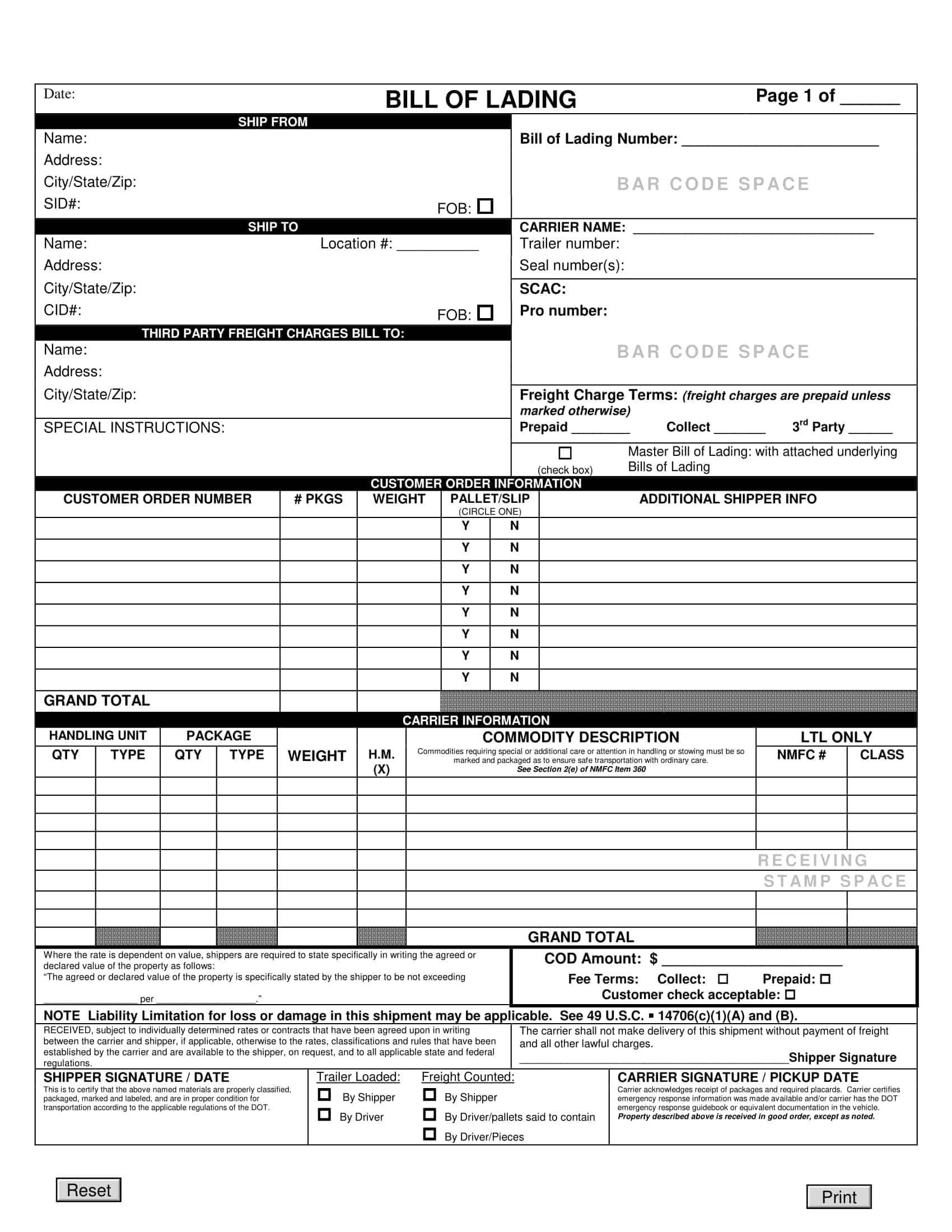 bill of lading example bill of lading example