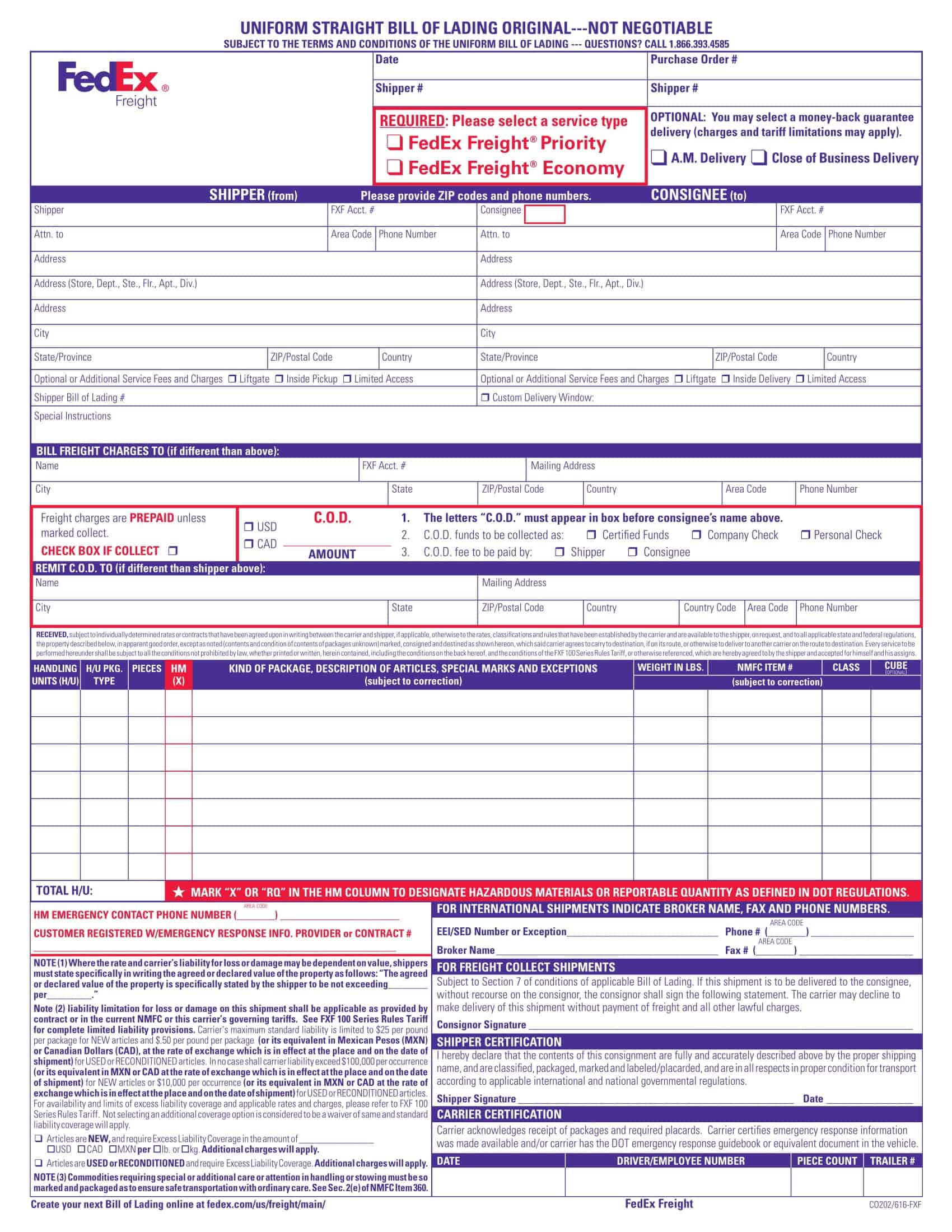 bill of lading format bill of lading format