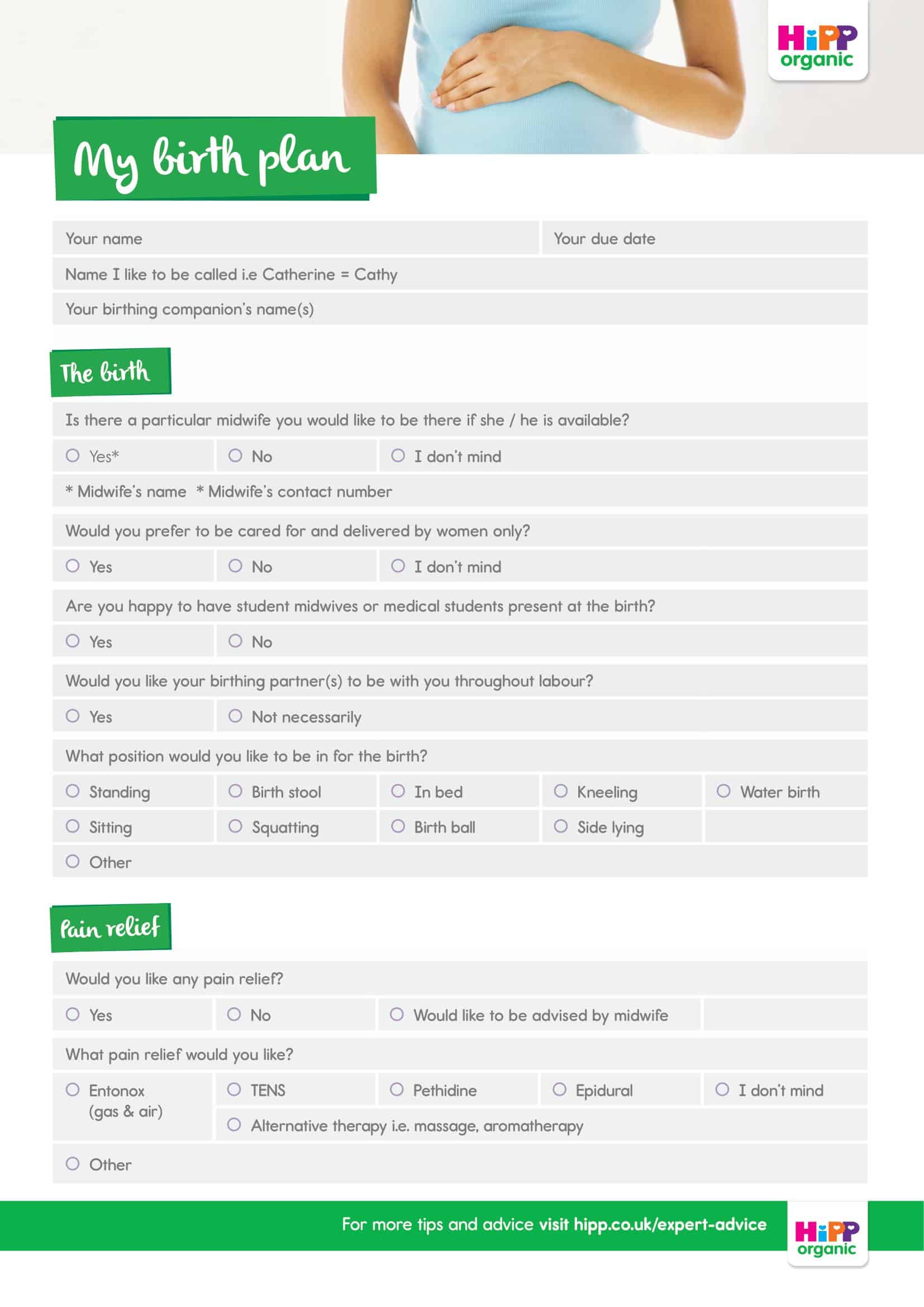 birth plan checklist birth plan checklist