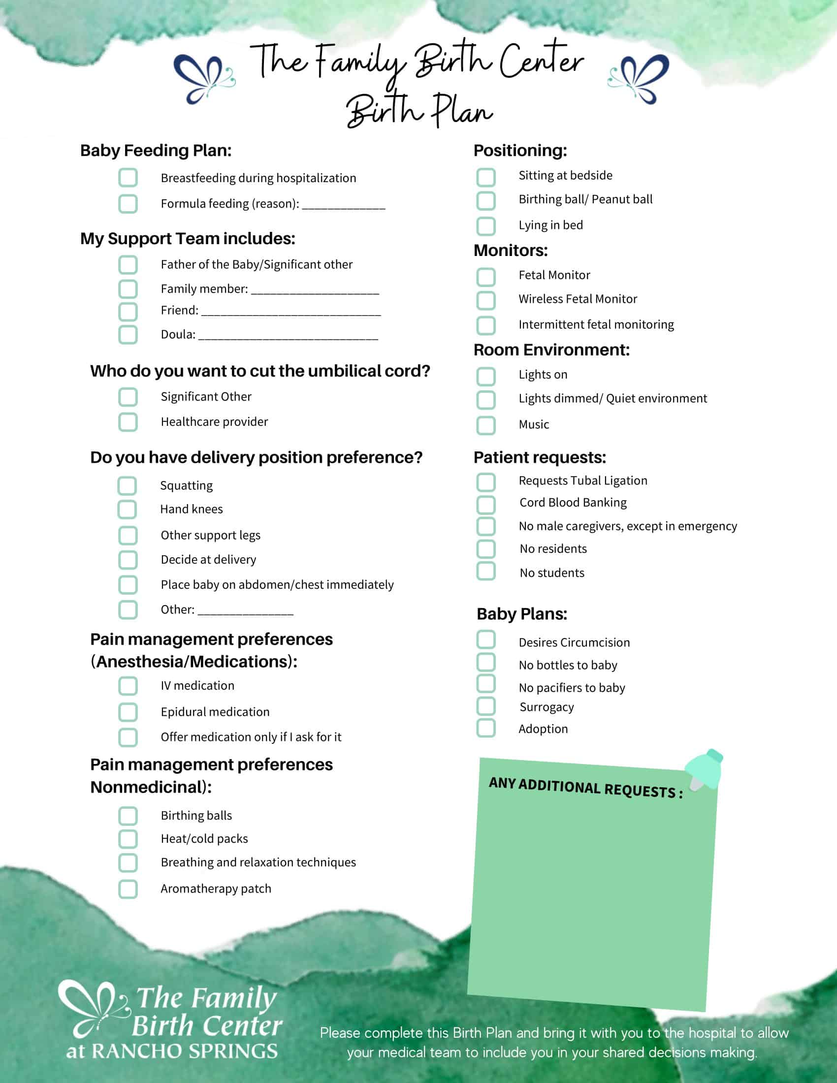 Free Printable Birth Plan Templates Word Free Printable Birth Plan Templates Word