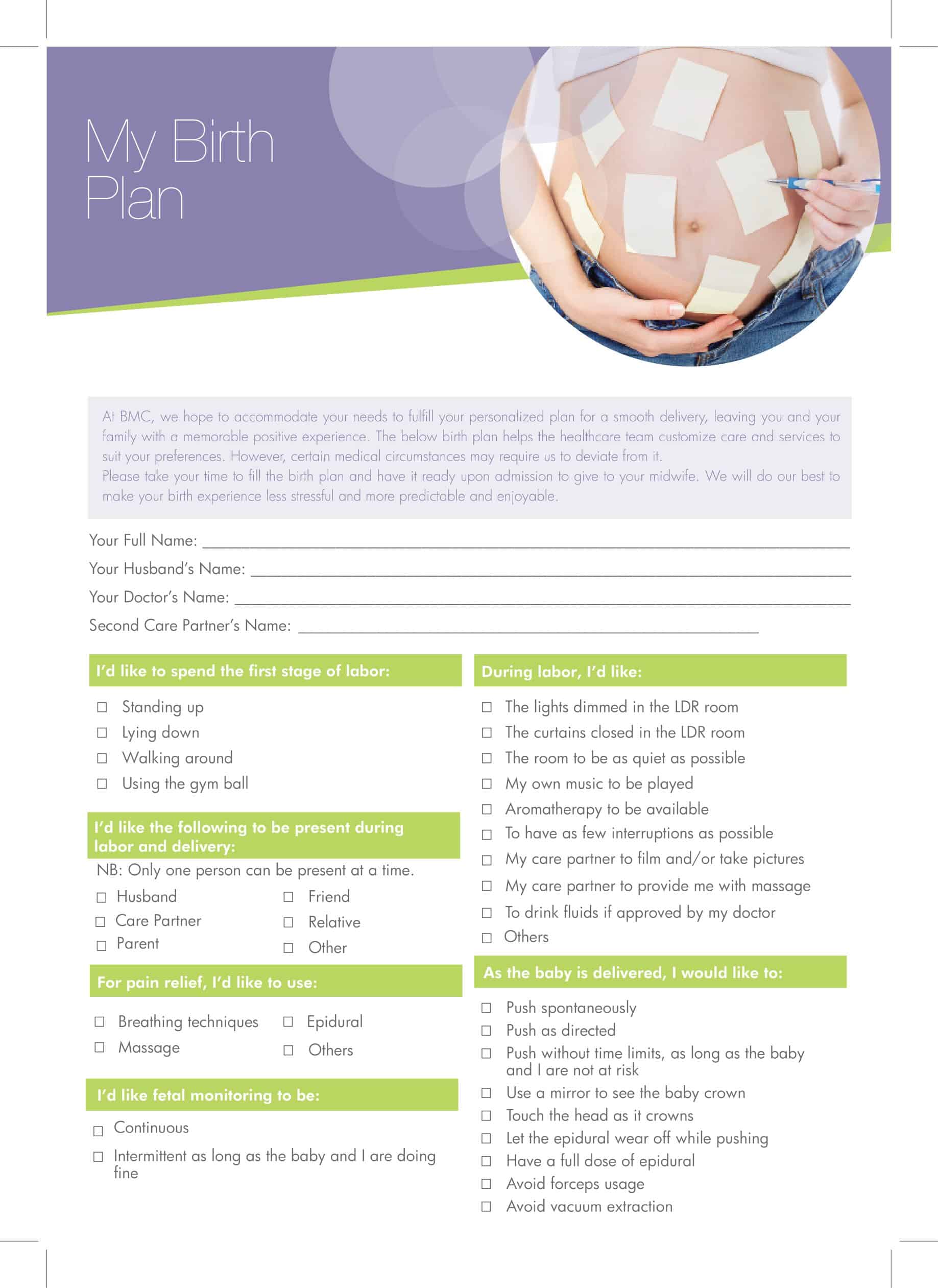 Free Printable Birth Plan Templates Word Free Printable Birth Plan Templates Word