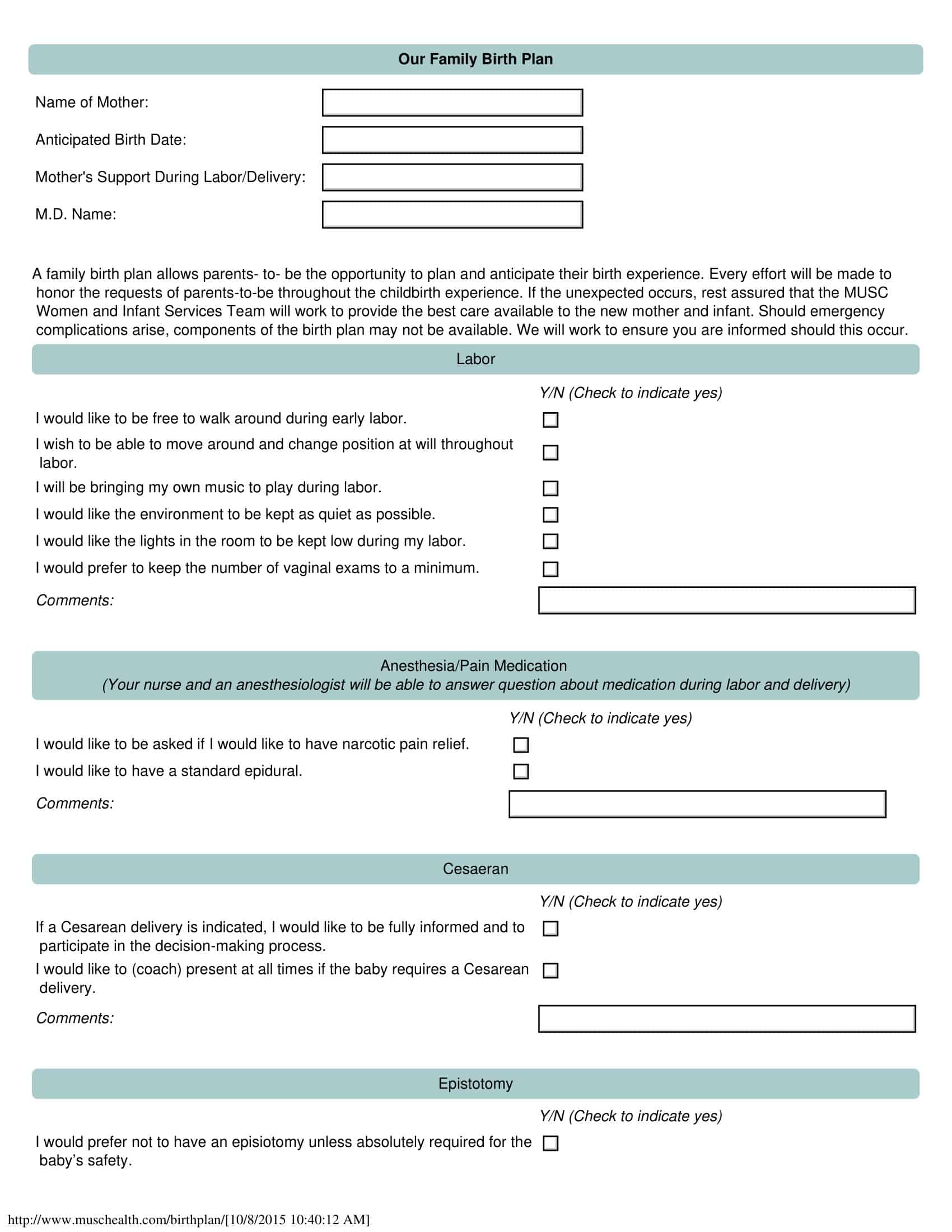 birthing plans birthing plans