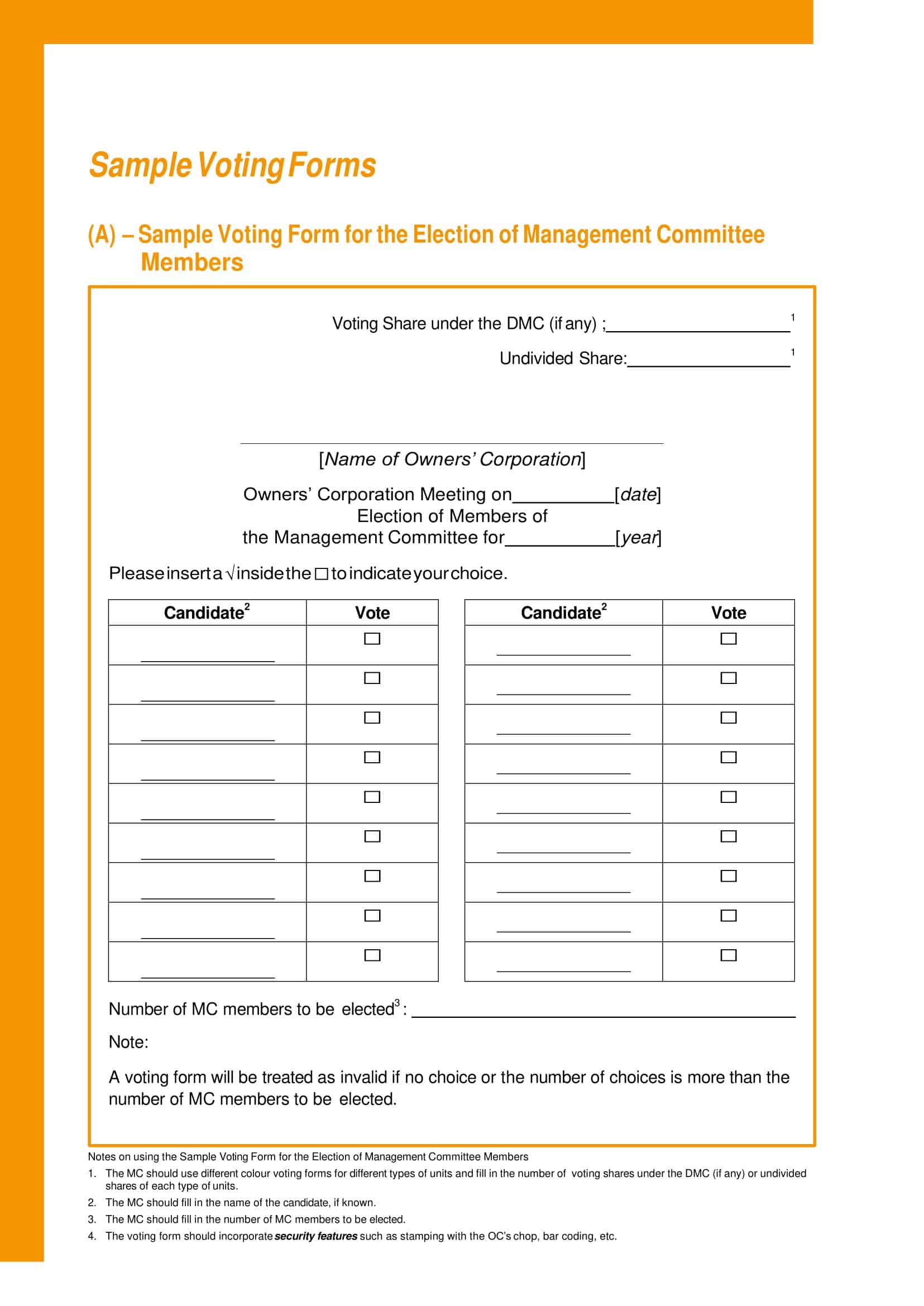 Free Printable Ballot Templates Word PDF Sample Voting Free Printable Ballot Templates Word PDF Sample Voting