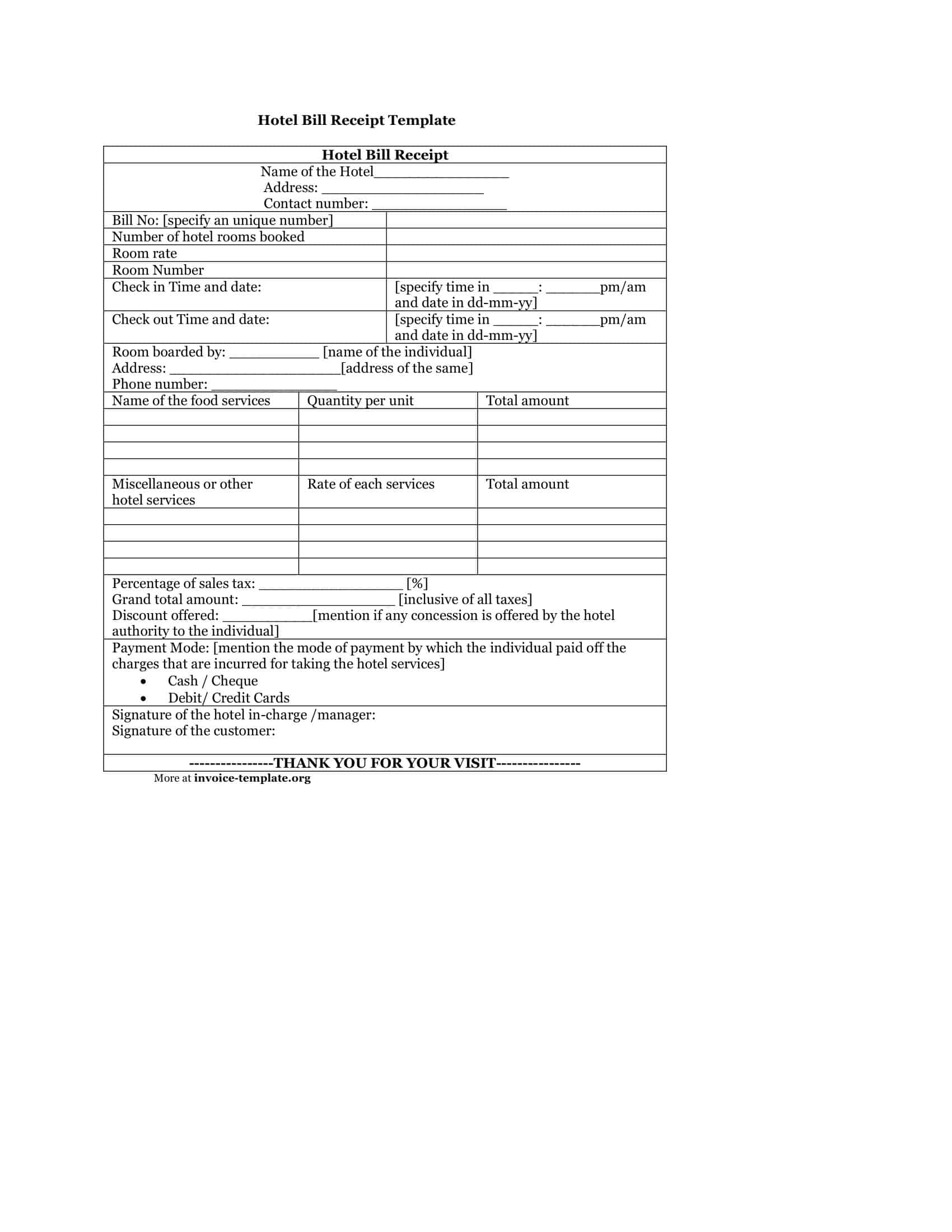 blank hotel receipt blank hotel receipt