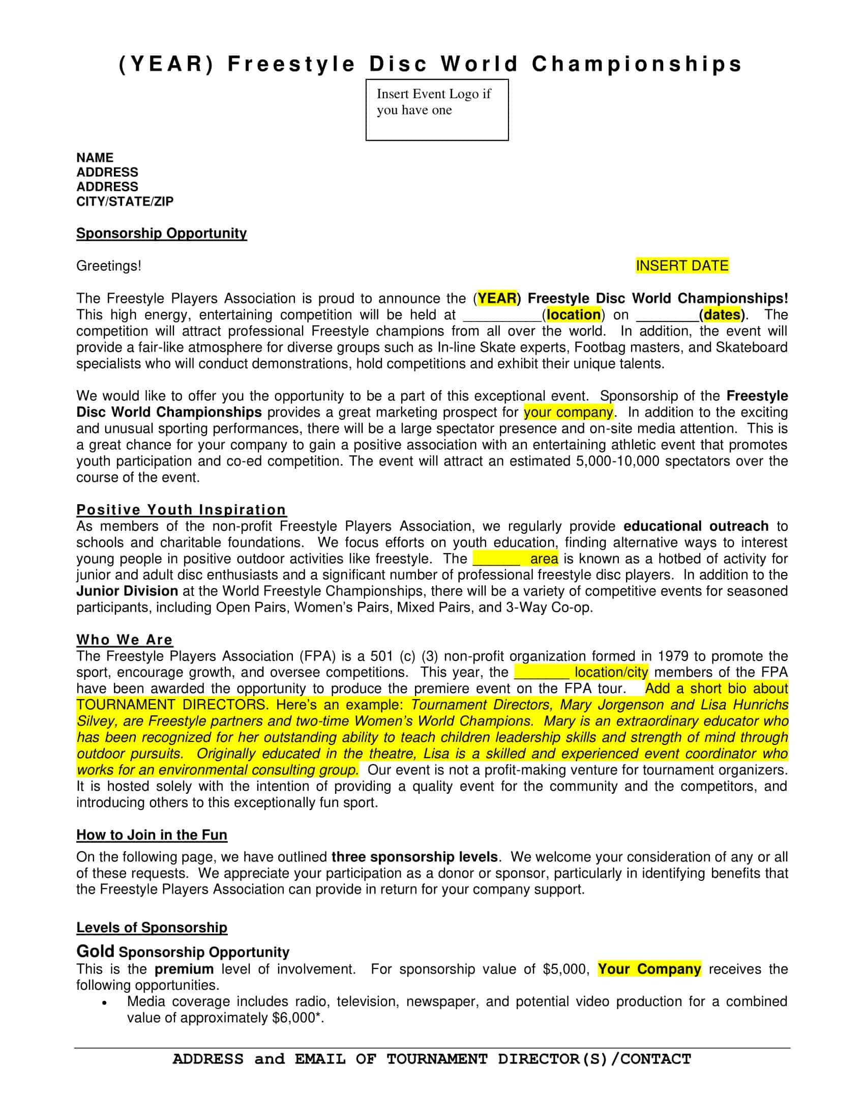 blank letter of sponsorship free blank letter of sponsorship free