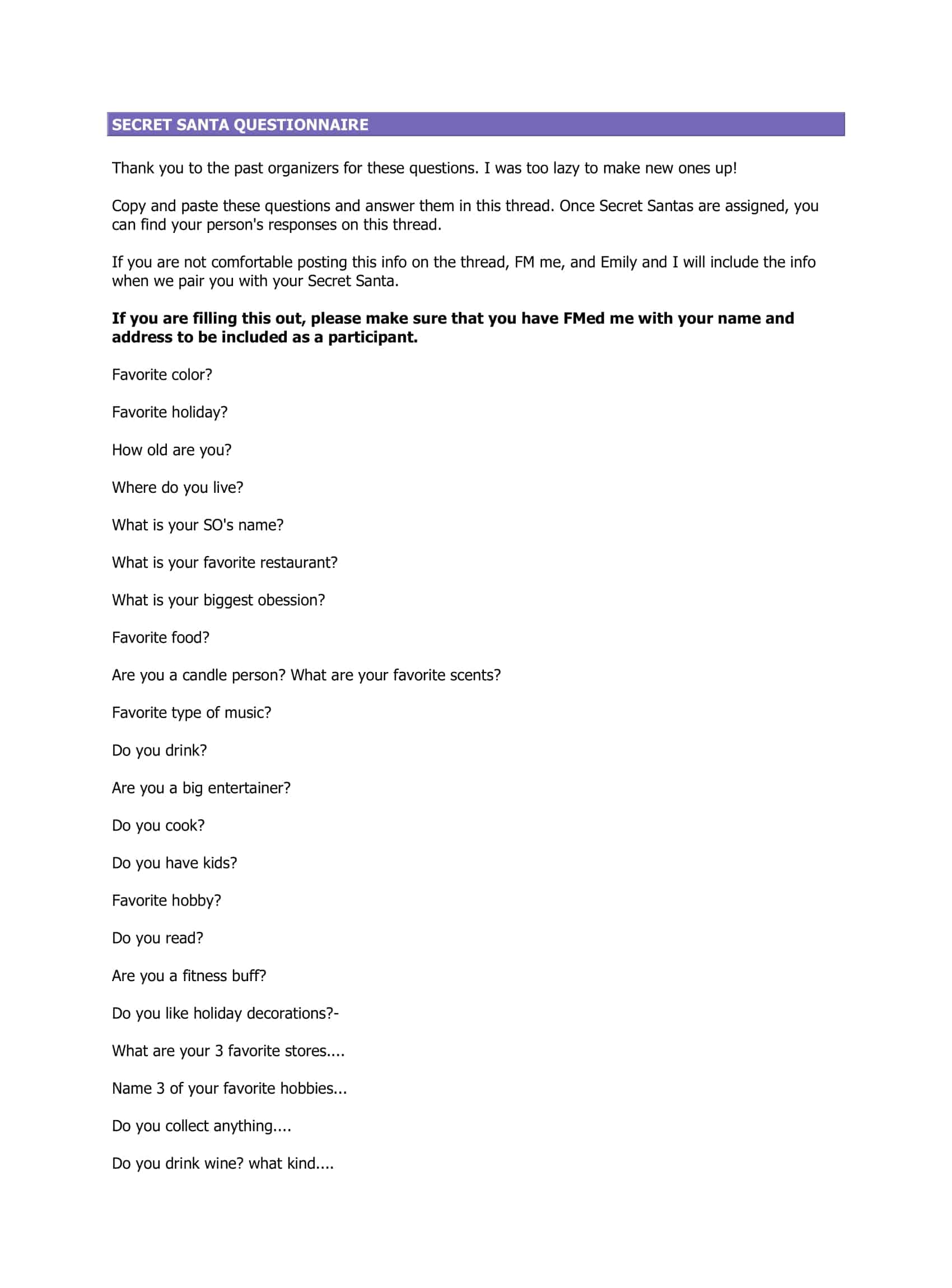 blank secret santa forms blank secret santa forms