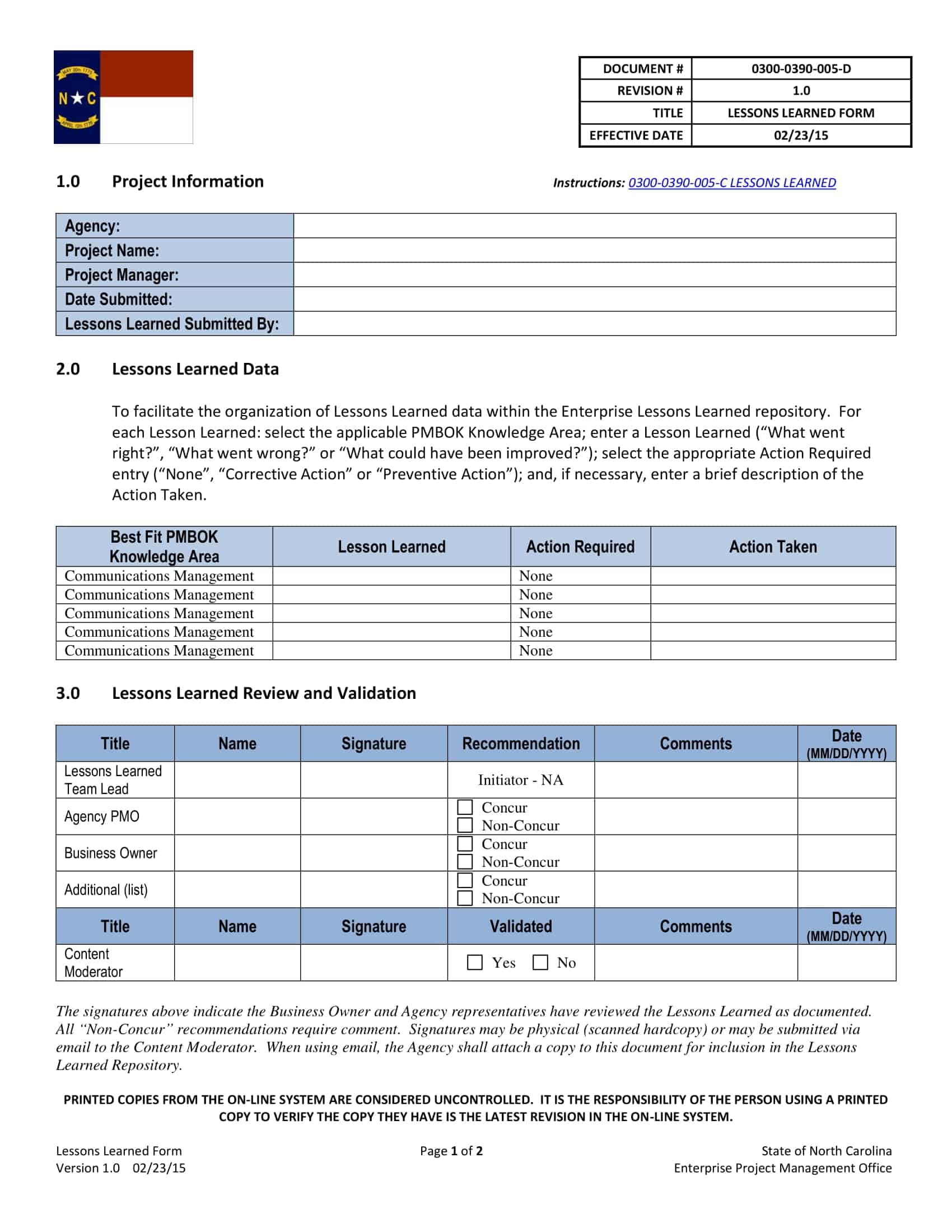 Free Printable Lessons Learned Templates (Excel, PDF, Word) Project Example