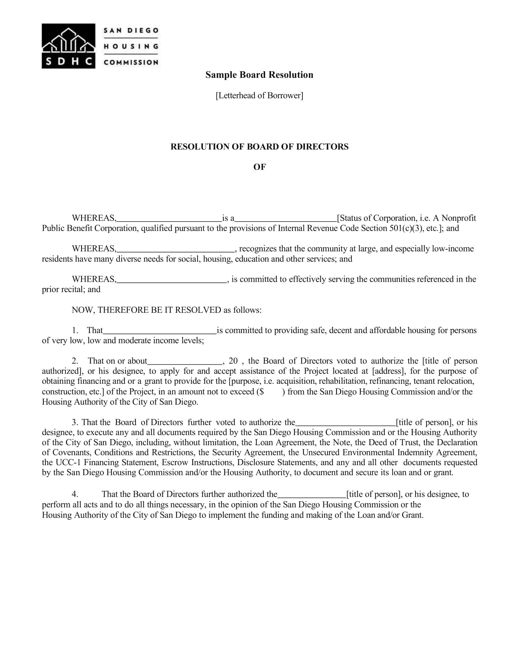 Free Printable Board Resolution Templates [PDF, Word] Examples