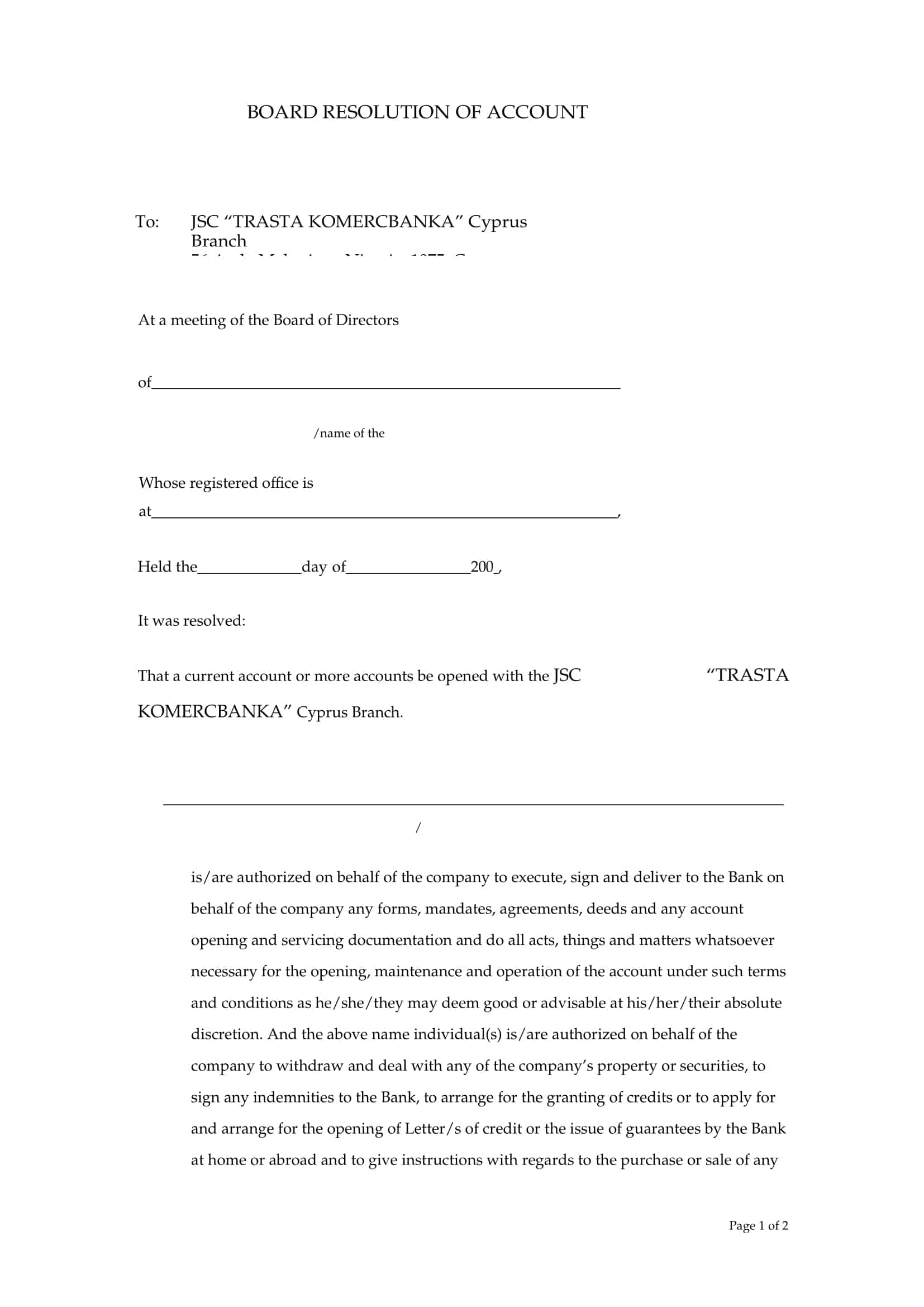 Free Printable Board Resolution Templates [PDF, Word] Examples