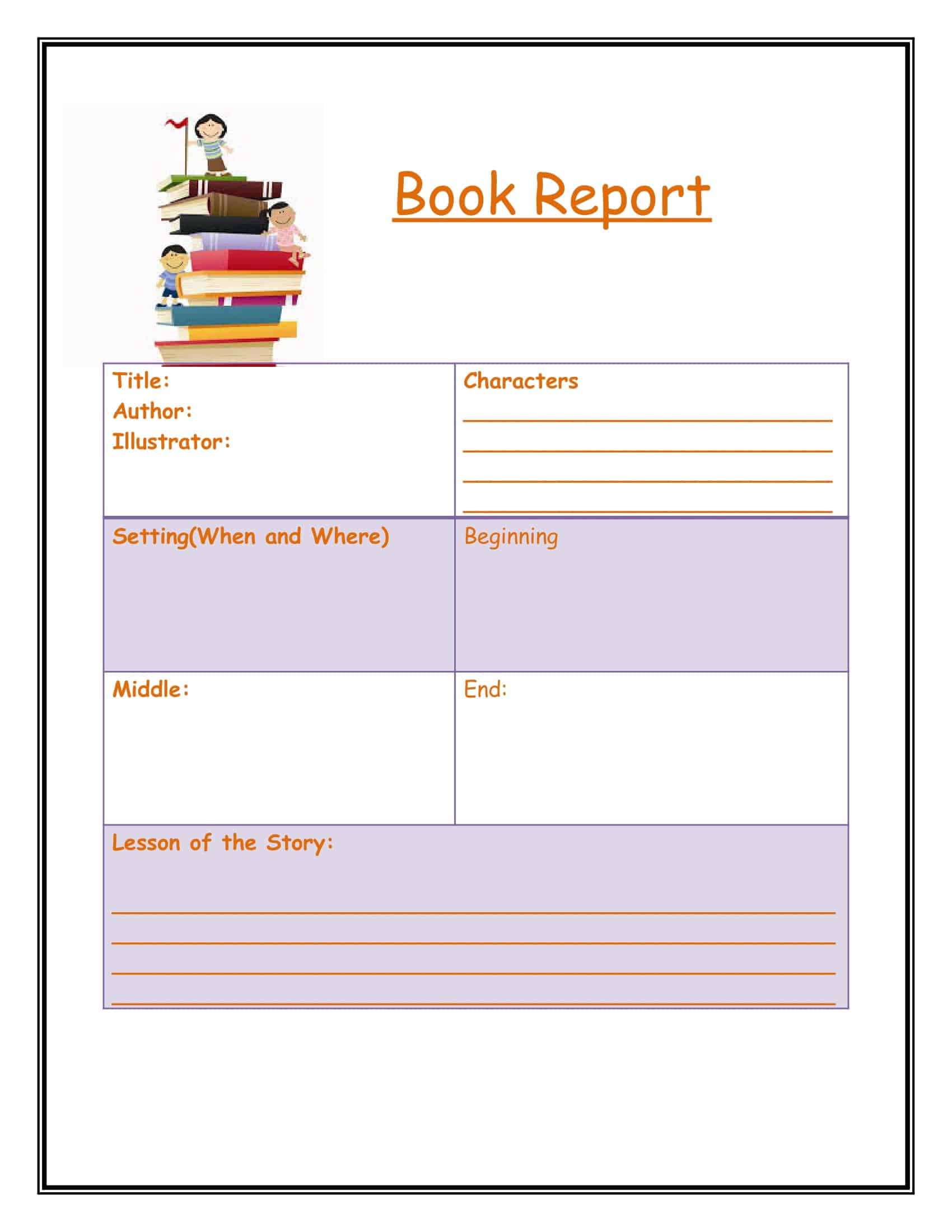 book report template for 5th graders book report template for 5th graders