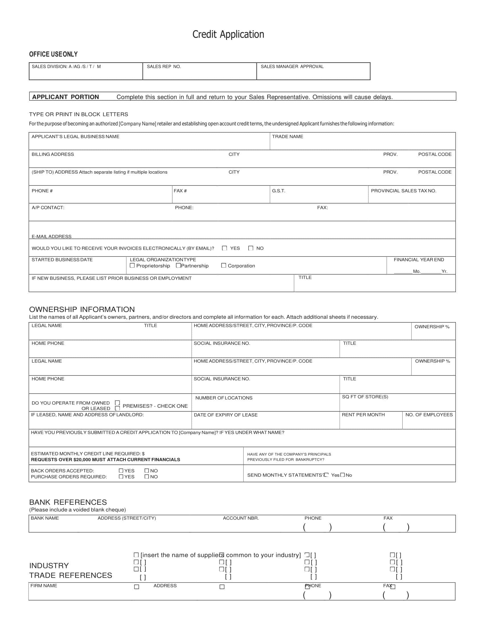 Free Printable Business Credit Application Templates Word PDF Excel Free Printable Business Credit Application Templates Word PDF Excel