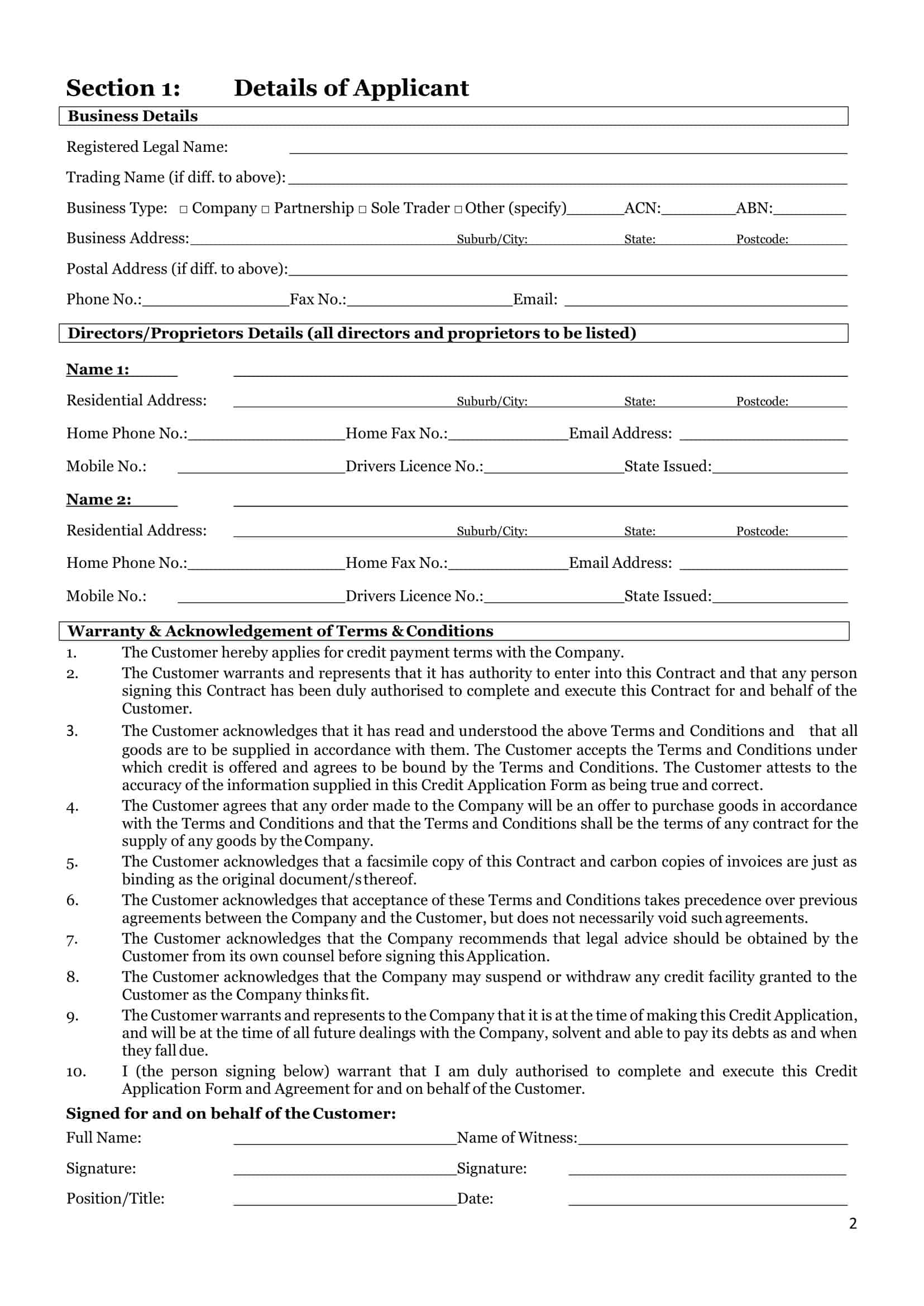 business credit application personal guarantee business credit application personal guarantee