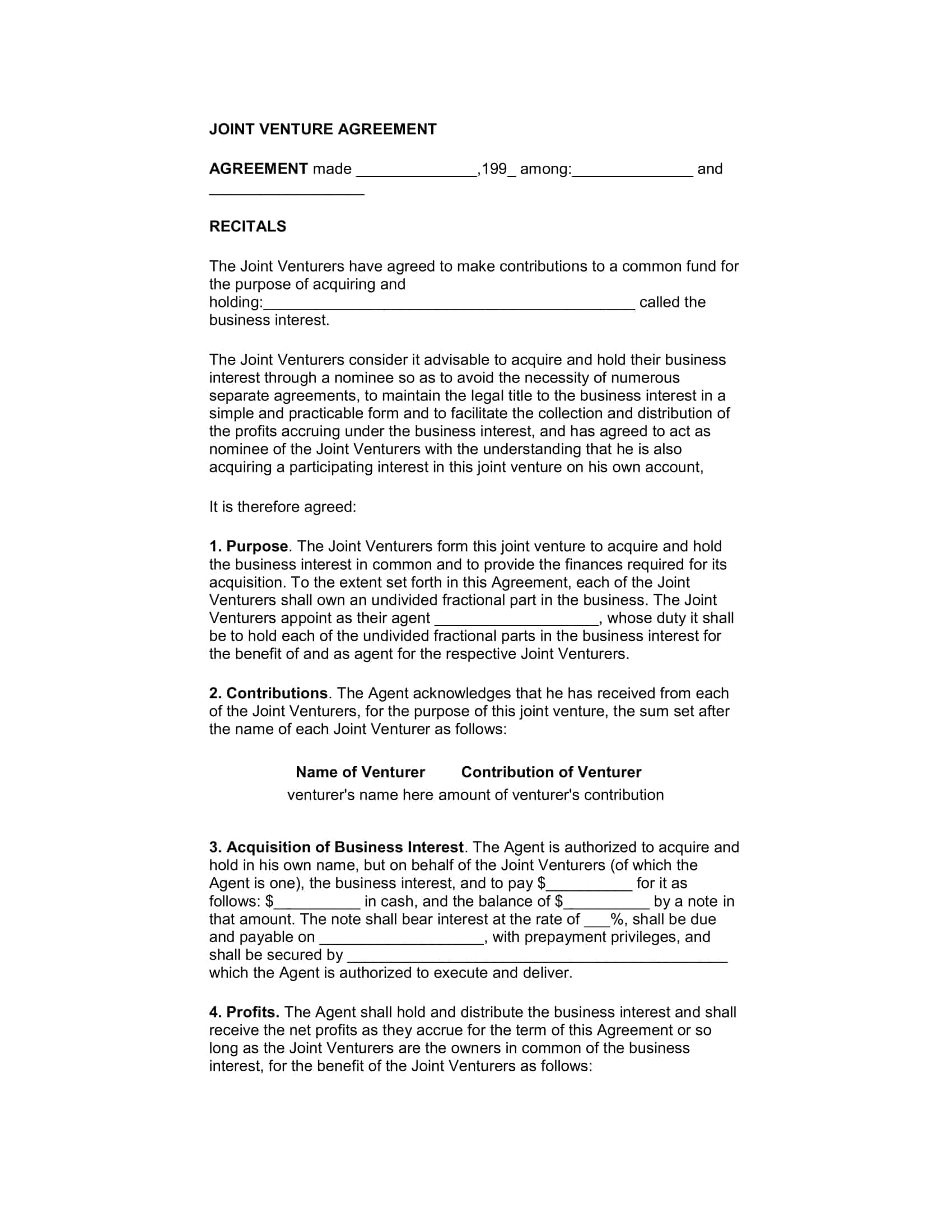 business joint venture agreement sample business joint venture agreement sample