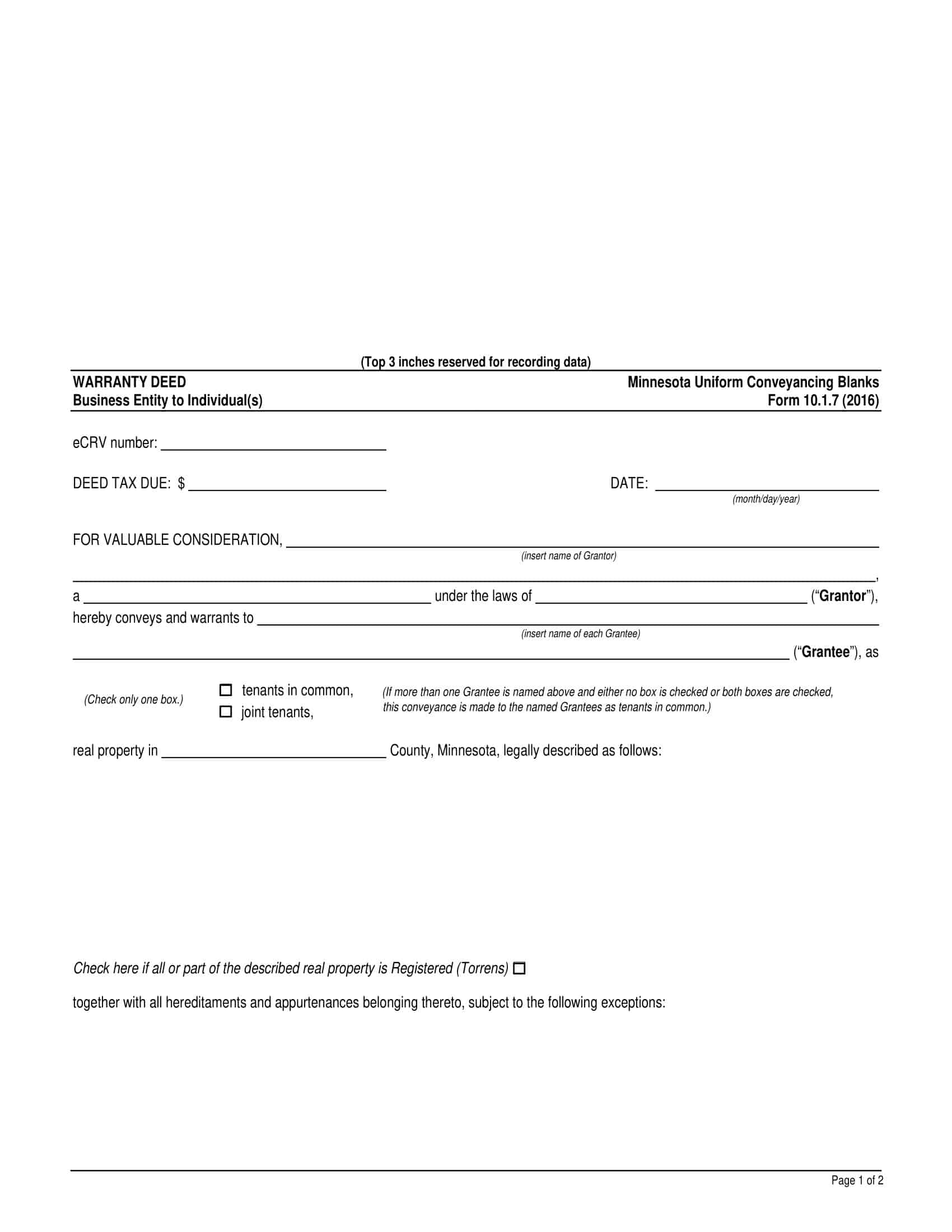 business warranty deed business warranty deed