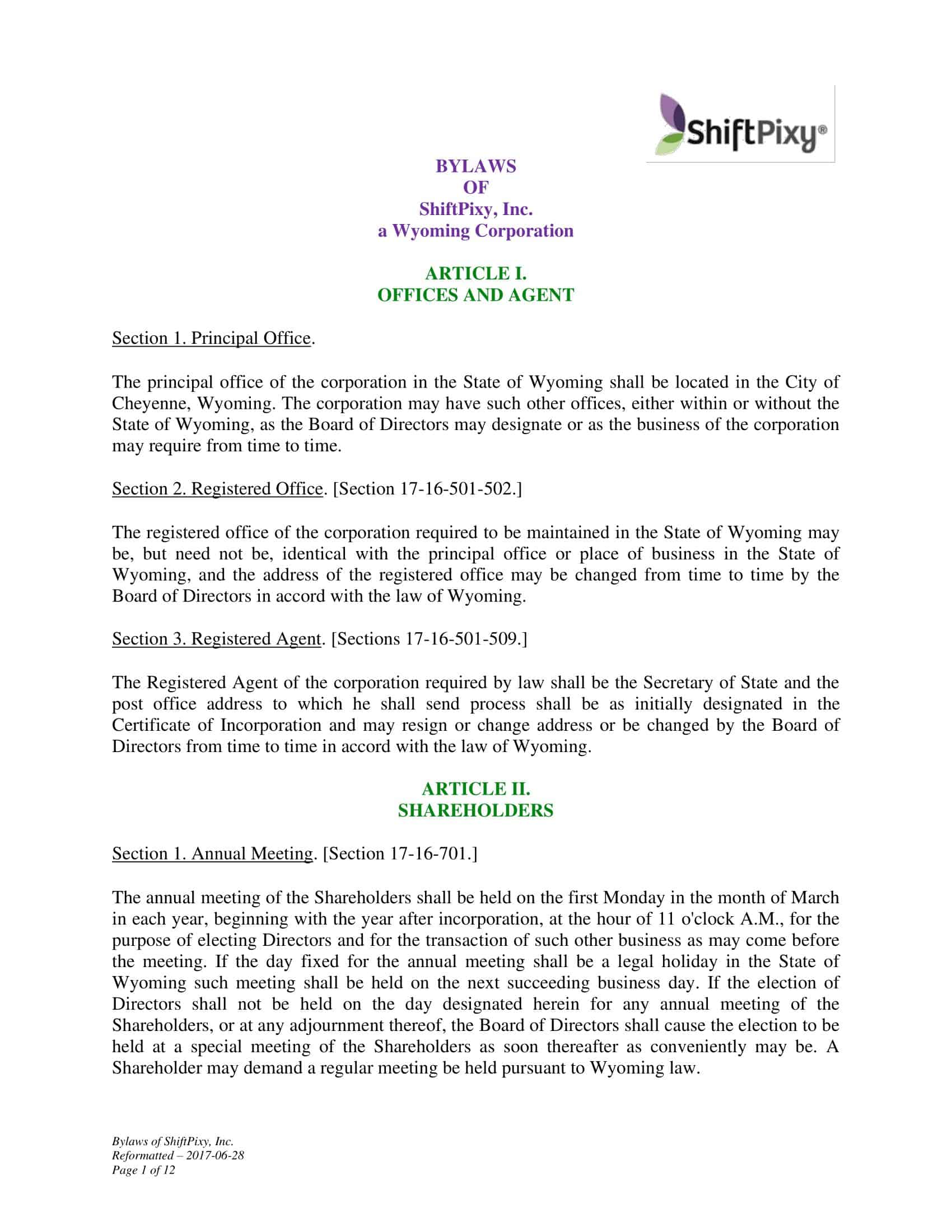 bylaws for a corporation template bylaws for a corporation template