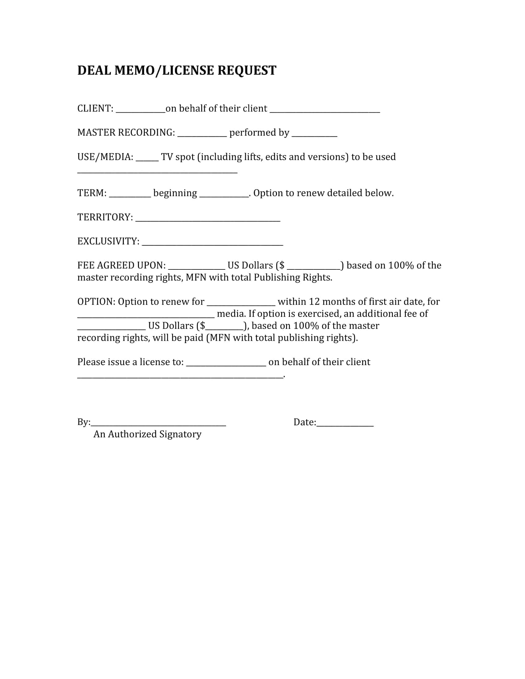 casting director deal memo template casting director deal memo template