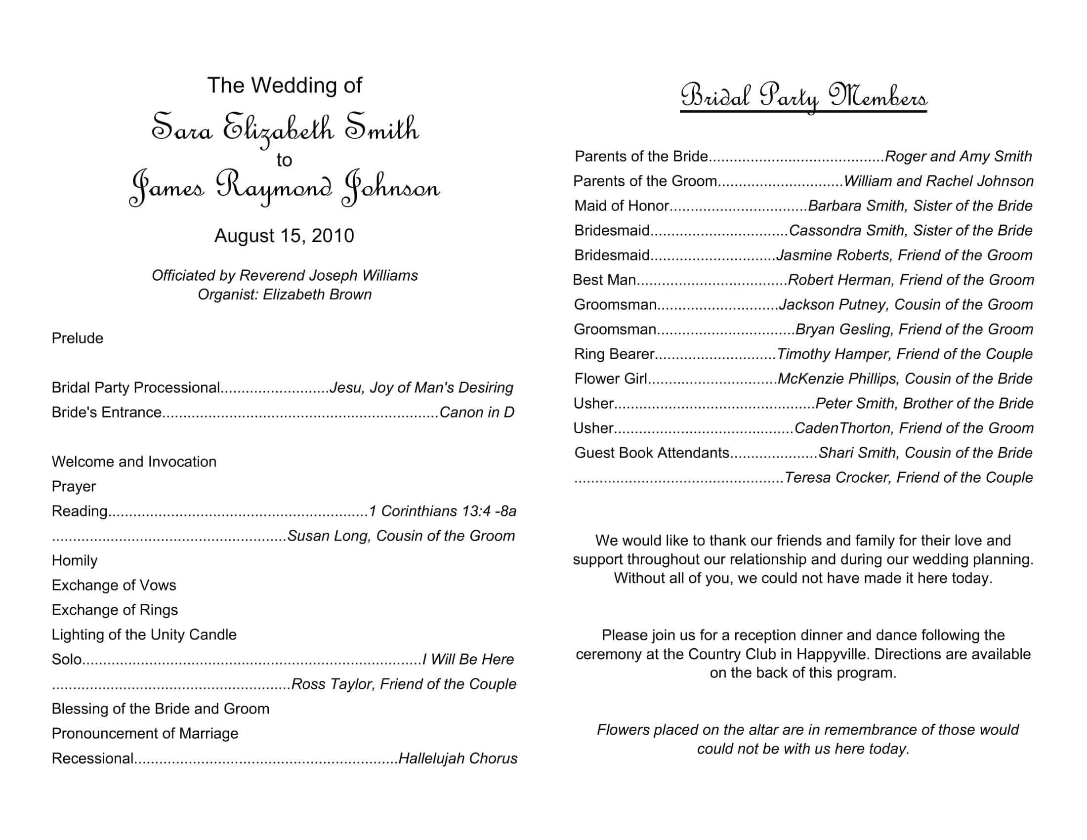 catholic wedding program catholic wedding program
