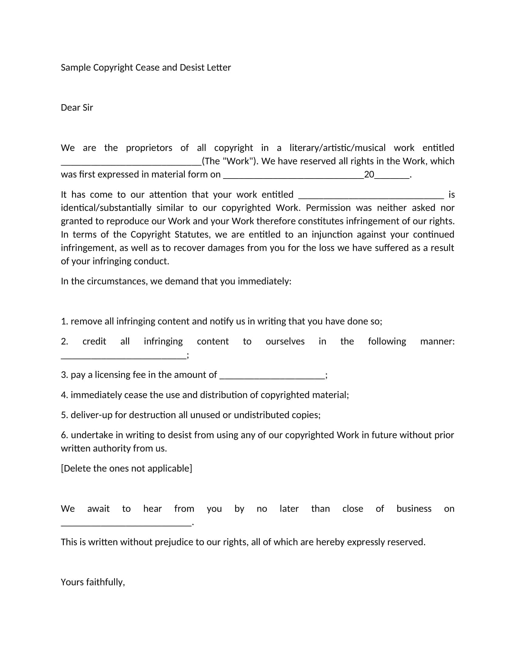 cease and desist letter example cease and desist letter example