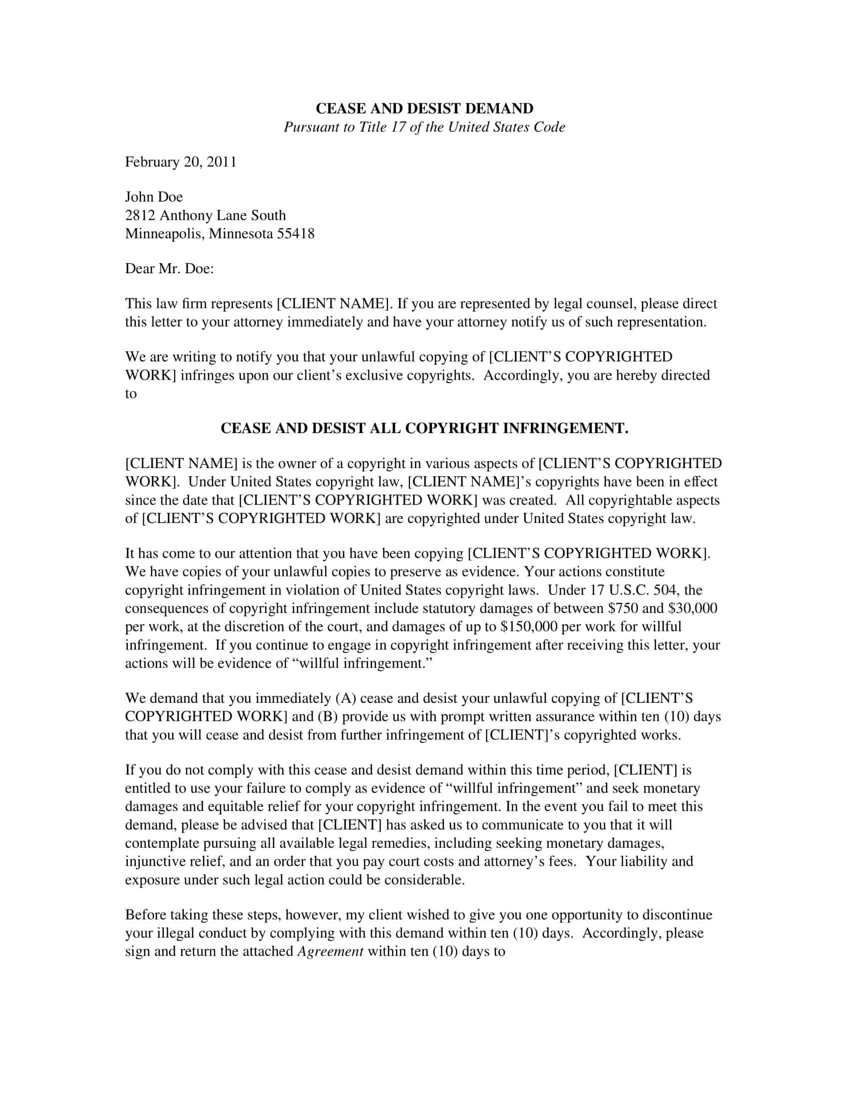 cease and desist letter cease and desist letter