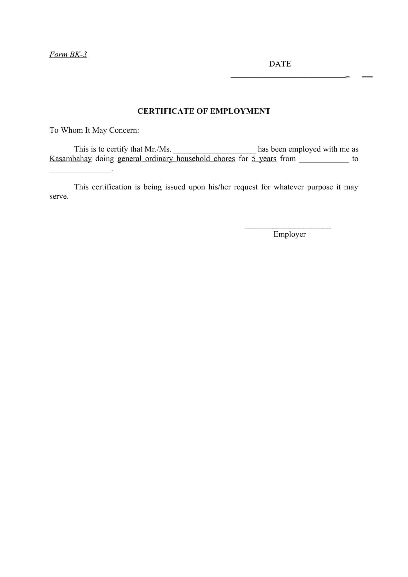 certificate of employment with salary certificate of employment with salary